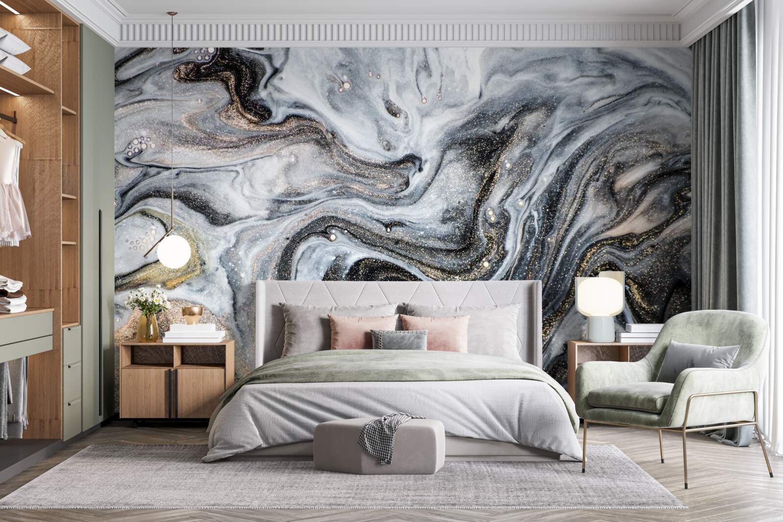 Fototapeta čierny mramor so zlatými žilami