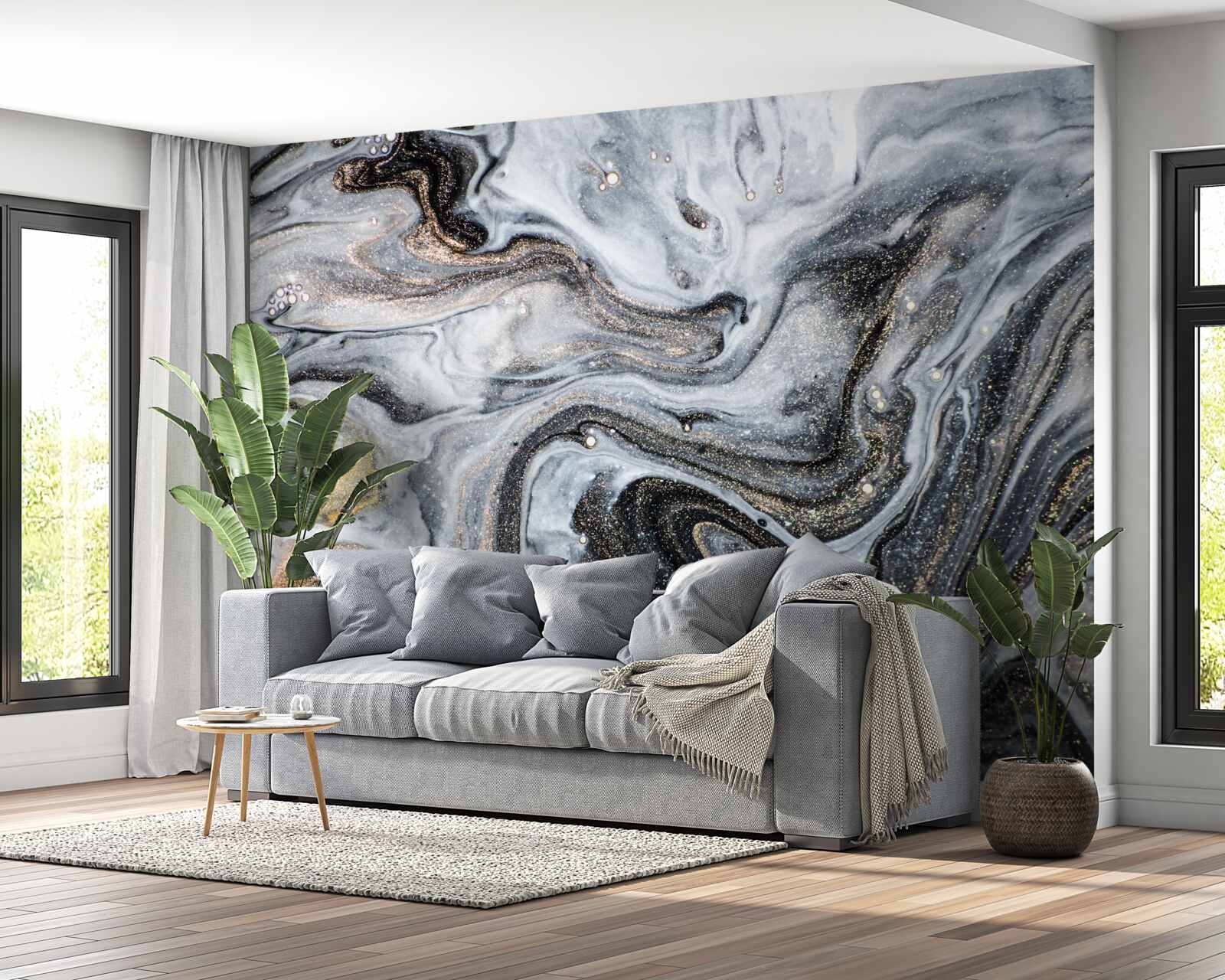 Fototapeta čierny mramor so zlatými žilami