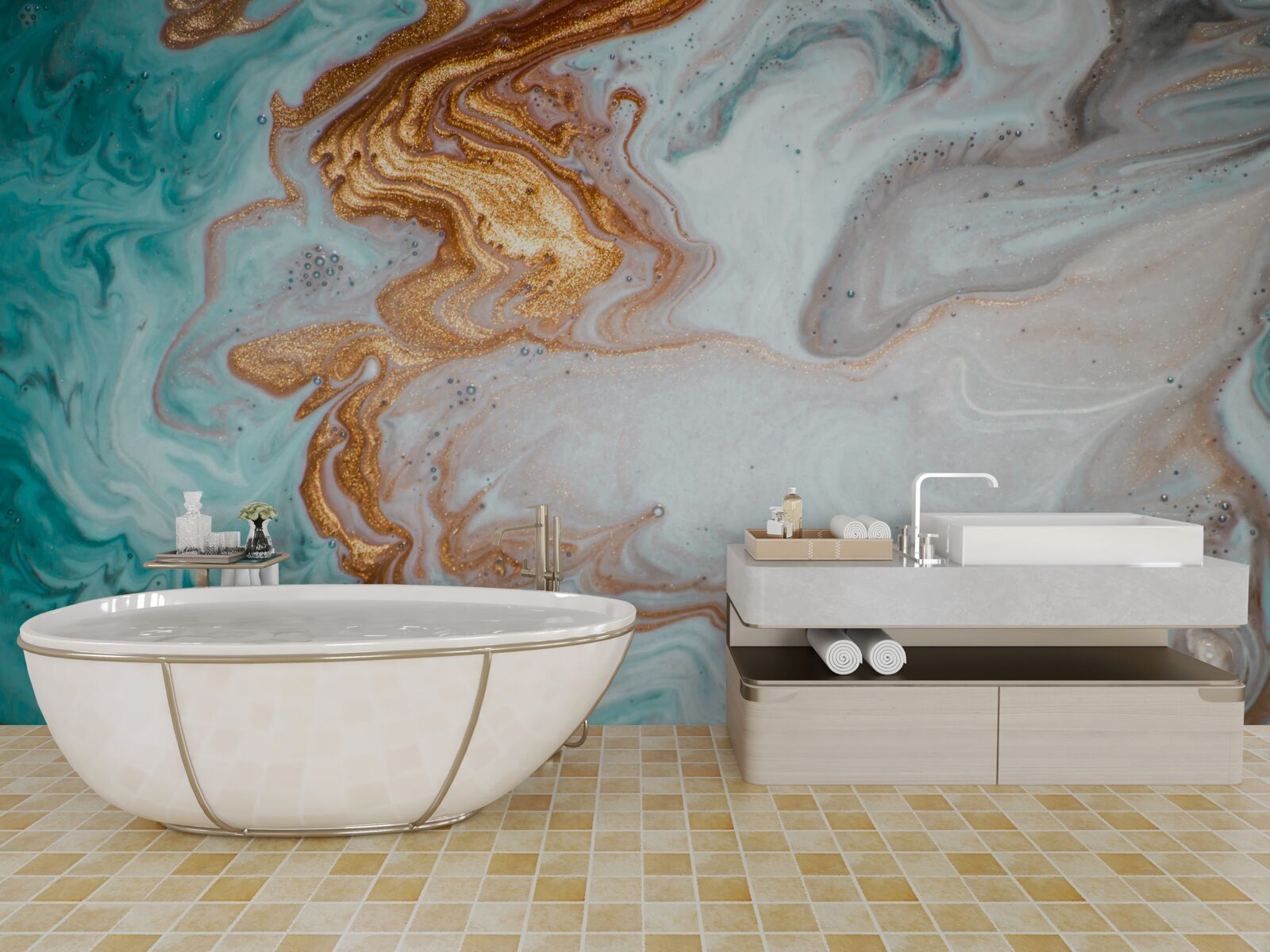 Fototapeta mramor s jasnou abstrakciou