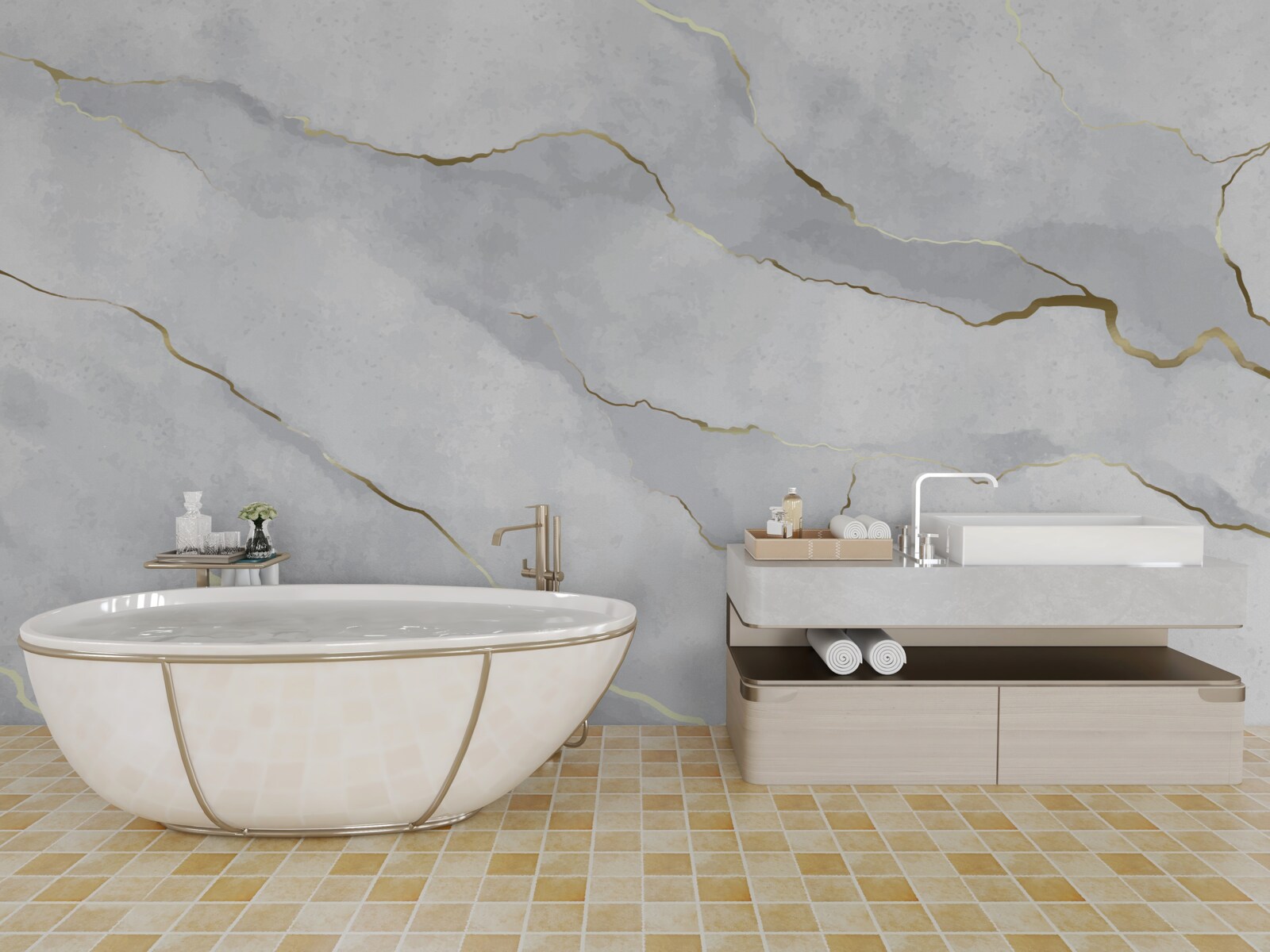 Fototapeta zlatý mramor so svetlými odtieňmi