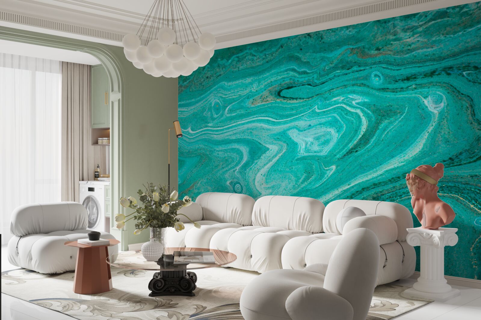 Fototapeta mramor v svetlozelených odtieňoch