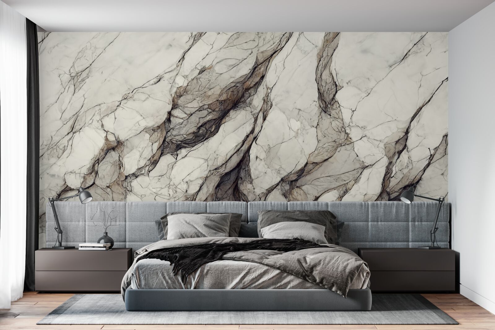 Fototapeta biely mramor so sivými medzivrstvami