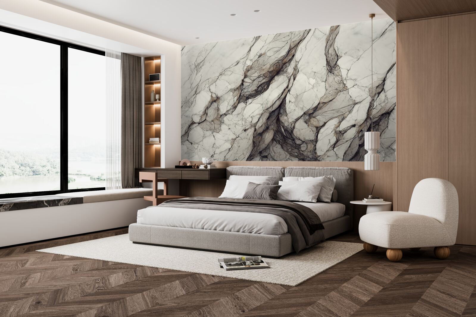 Fototapeta biely mramor so sivými medzivrstvami