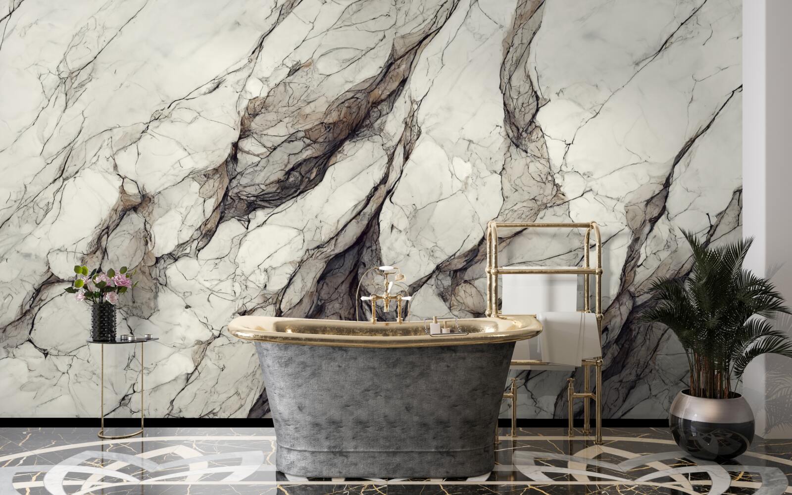 Fototapeta biely mramor so sivými medzivrstvami