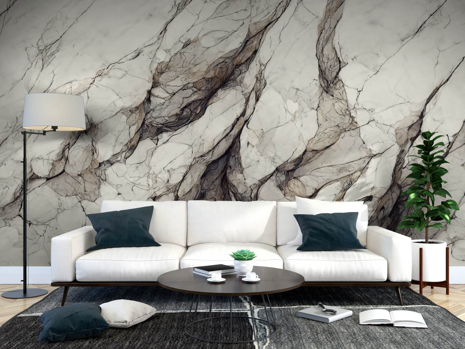 Fototapeta biely mramor so sivými medzivrstvami