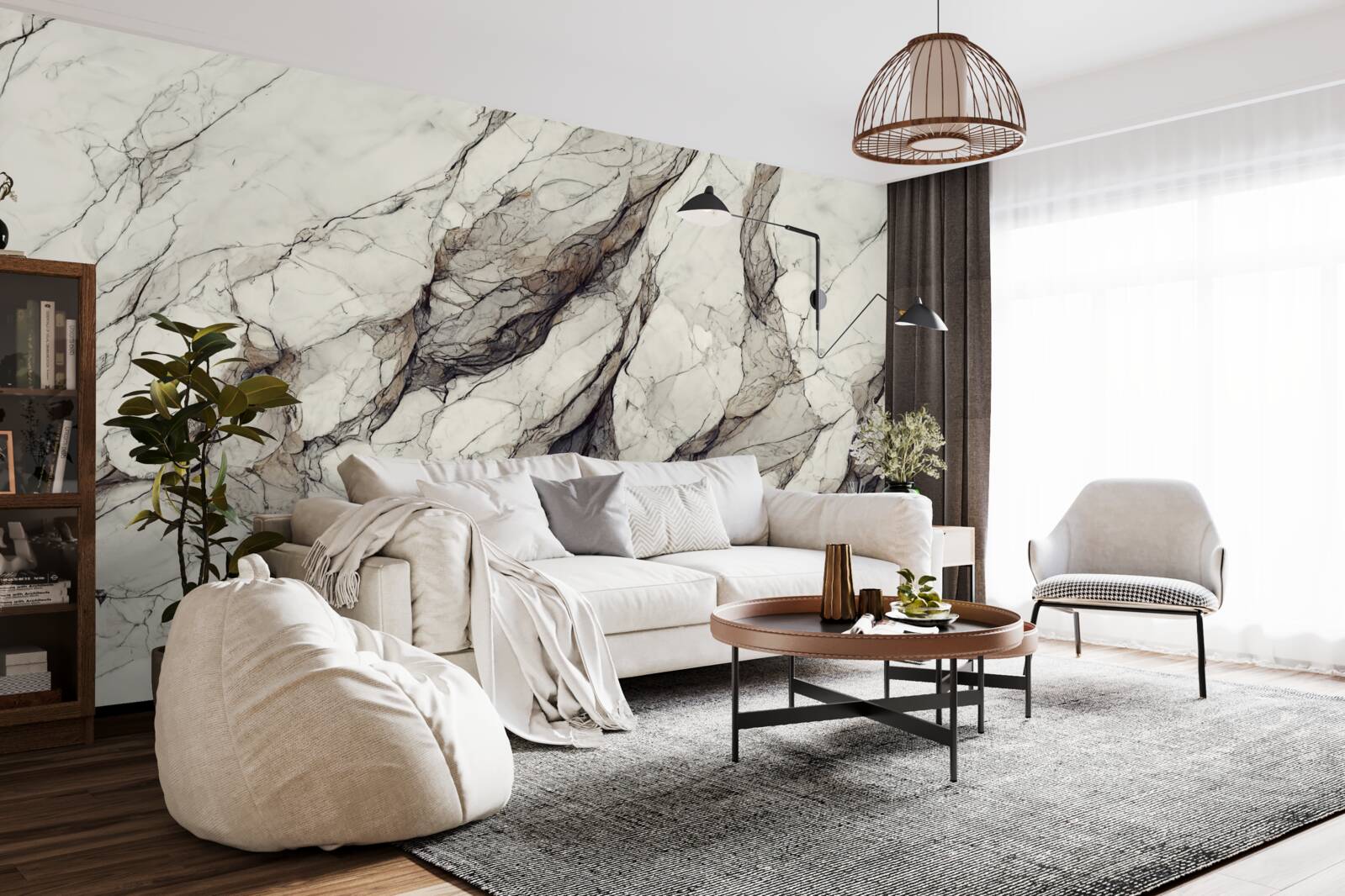 Fototapeta biely mramor so sivými medzivrstvami