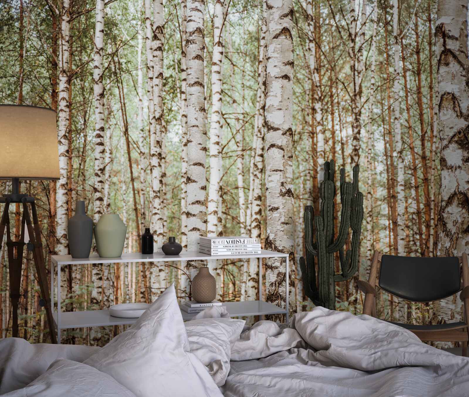 Fototapeta V zelenom lese stoja brezy Sledrine