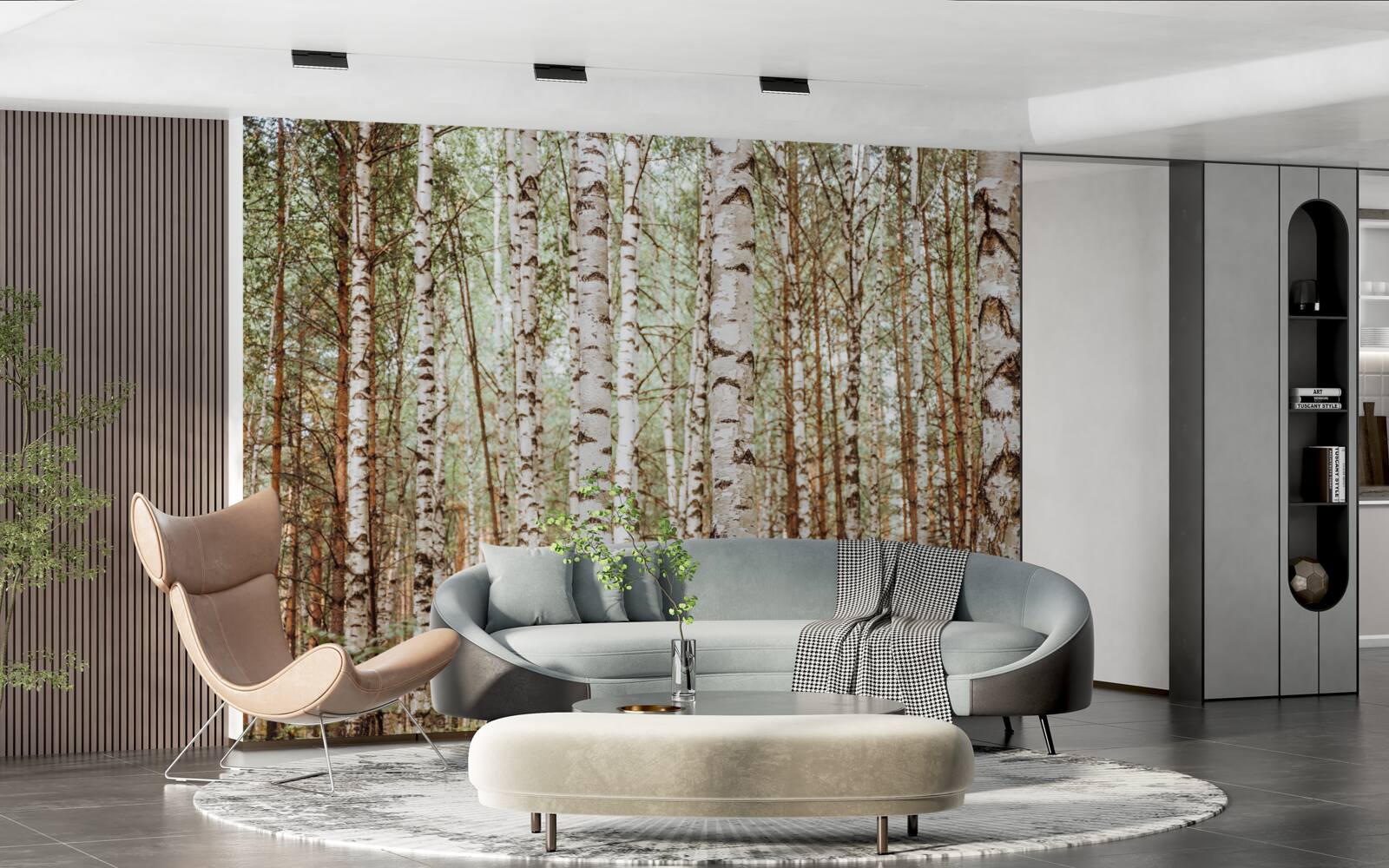 Fototapeta V zelenom lese stoja brezy Sledrine