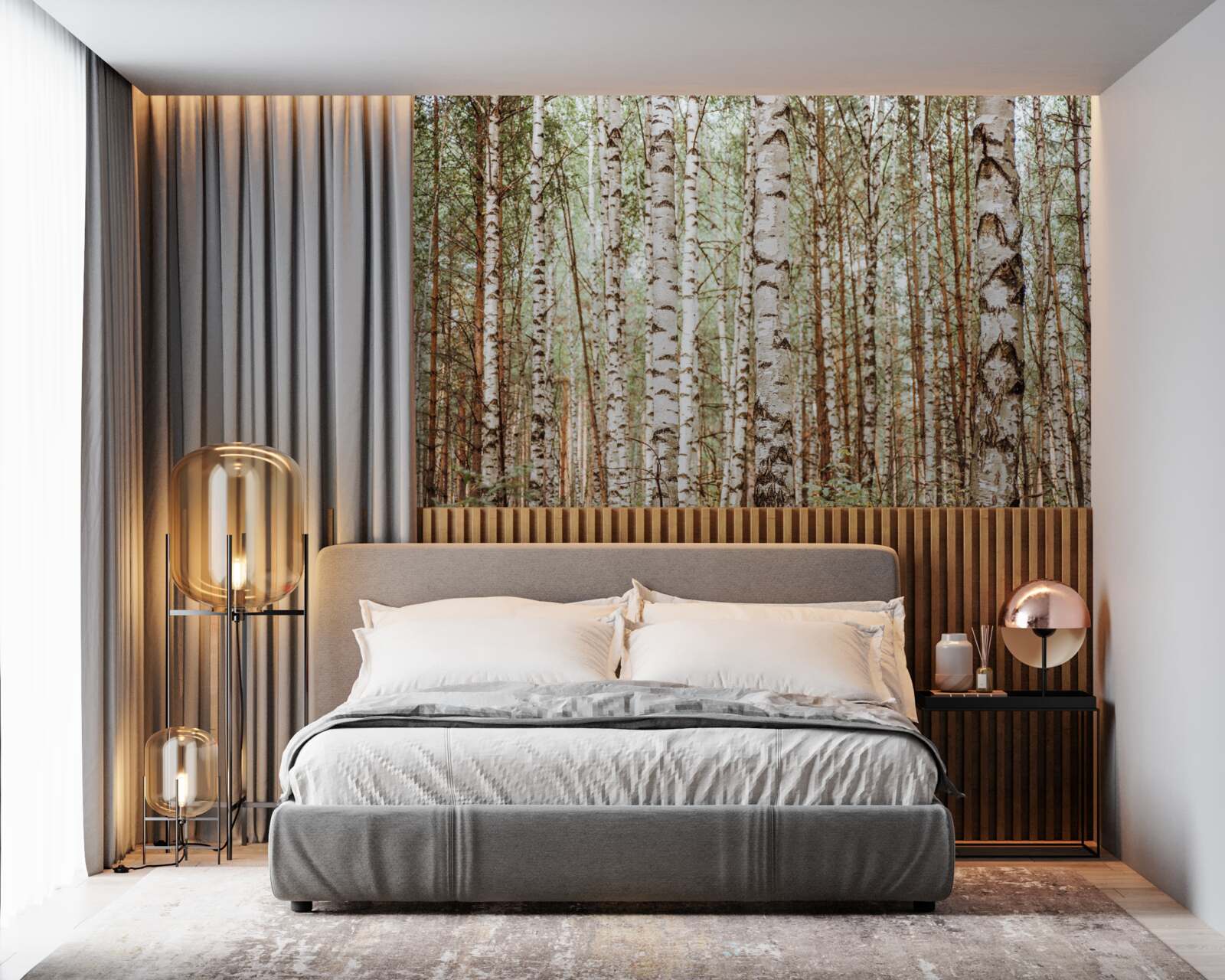 Fototapeta V zelenom lese stoja brezy Sledrine