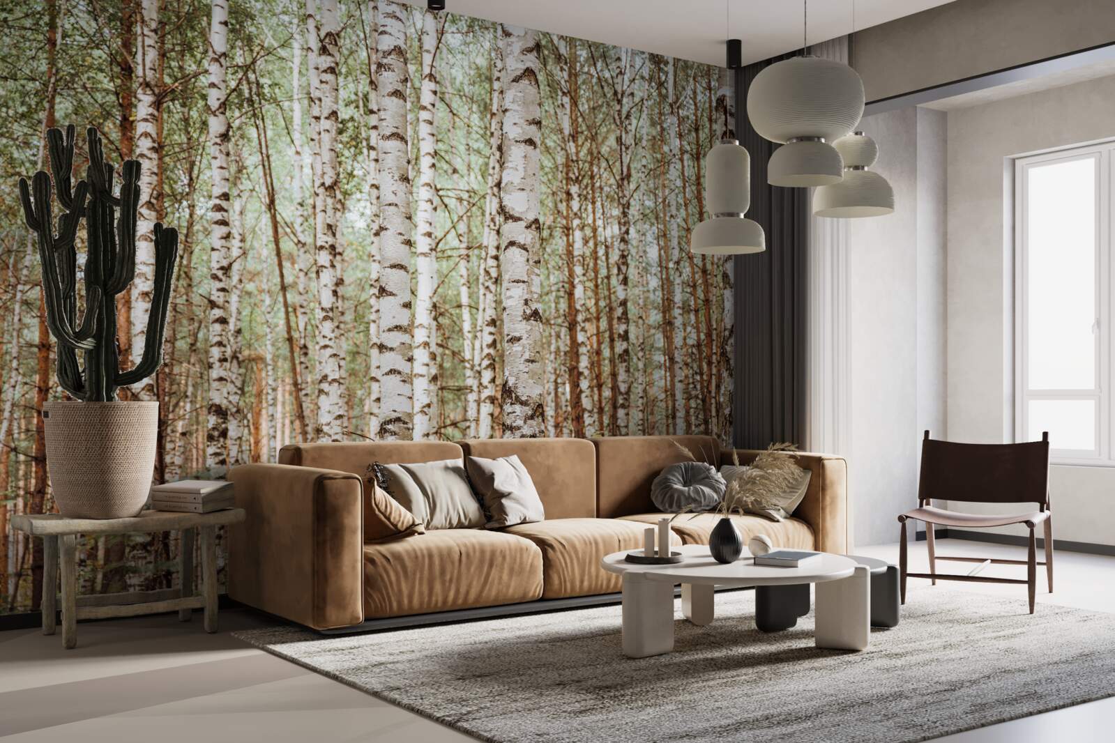 Fototapeta V zelenom lese stoja brezy Sledrine