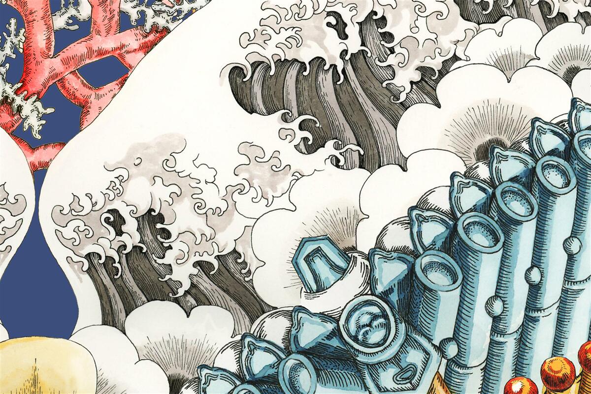 Fototapeta abstrakcia kameňov splýva s vlnami