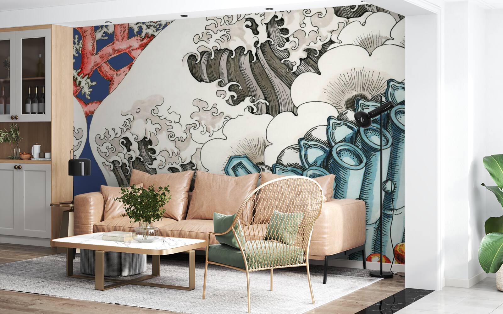 Fototapeta abstrakcia kameňov splýva s vlnami