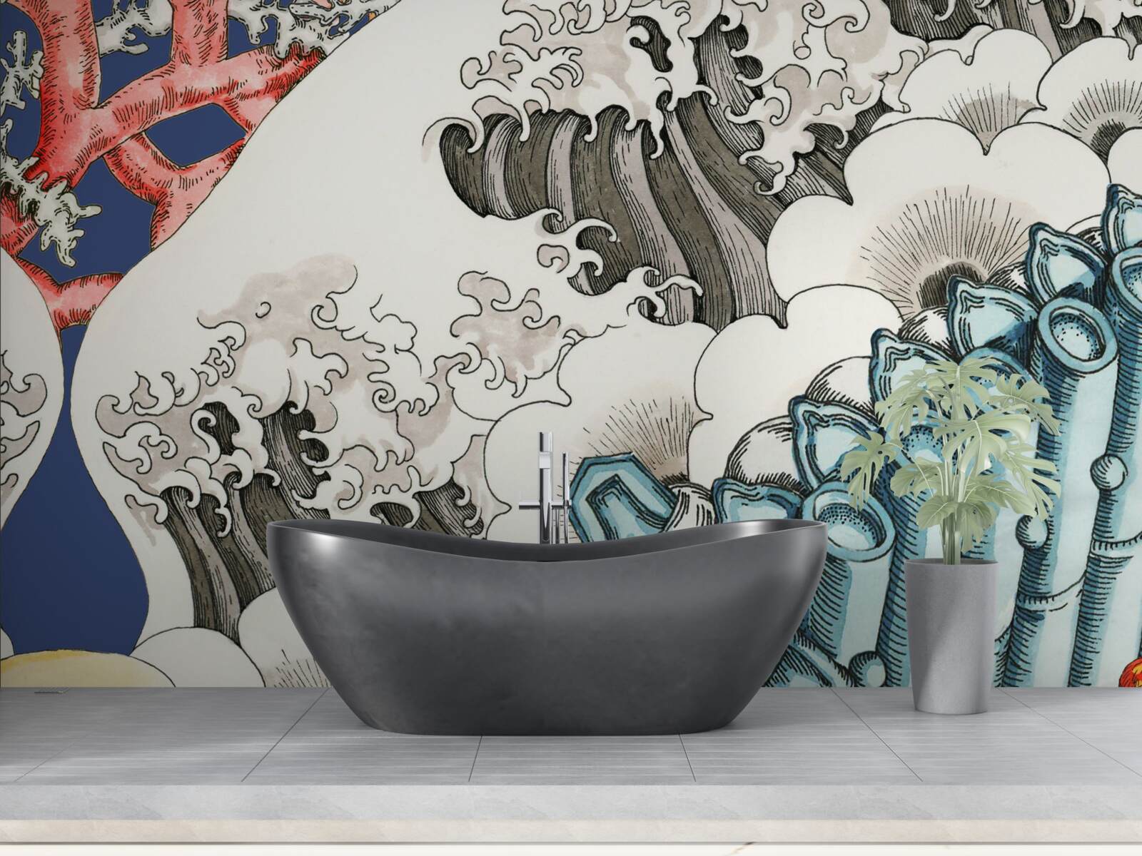 Fototapeta abstrakcia kameňov splýva s vlnami