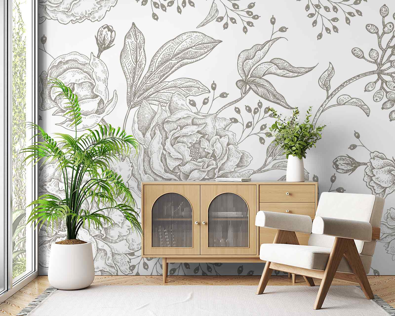 Fototapeta ruža a iné kvety sú zobrazené na bielom pozadí