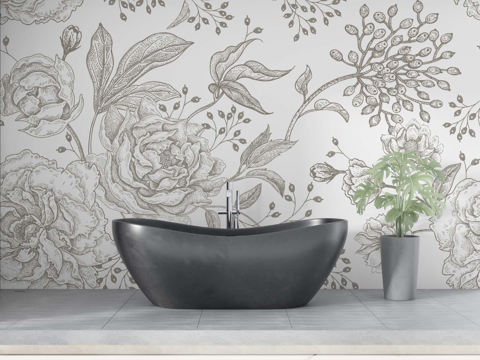 Fototapeta ruža a iné kvety sú zobrazené na bielom pozadí