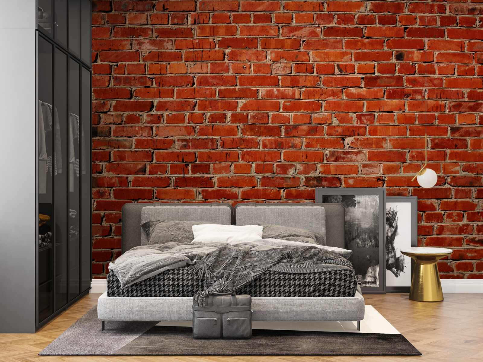 Fototapeta Stena je natretá sýto červenou farbou, ktorá pripomína tmavú tehlu