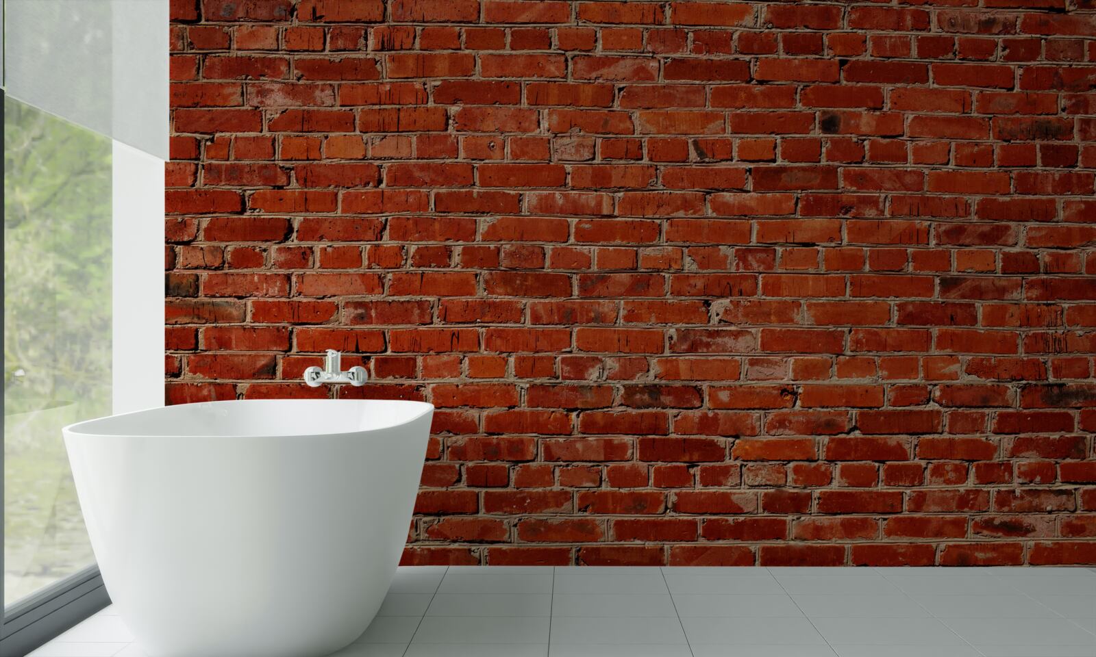 Fototapeta Stena je natretá sýto červenou farbou, ktorá pripomína tmavú tehlu