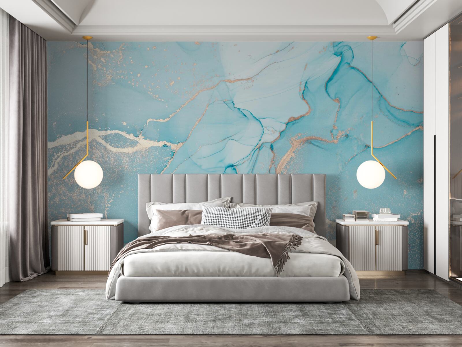 Fototapeta mramor v odtieňoch modrej a tyrkysovej