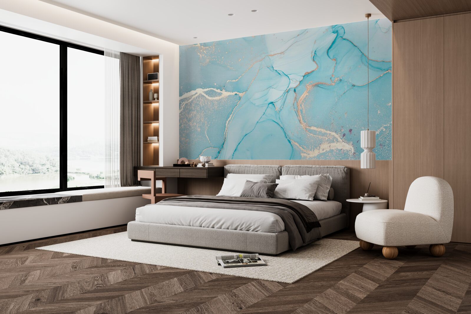 Fototapeta mramor v odtieňoch modrej a tyrkysovej