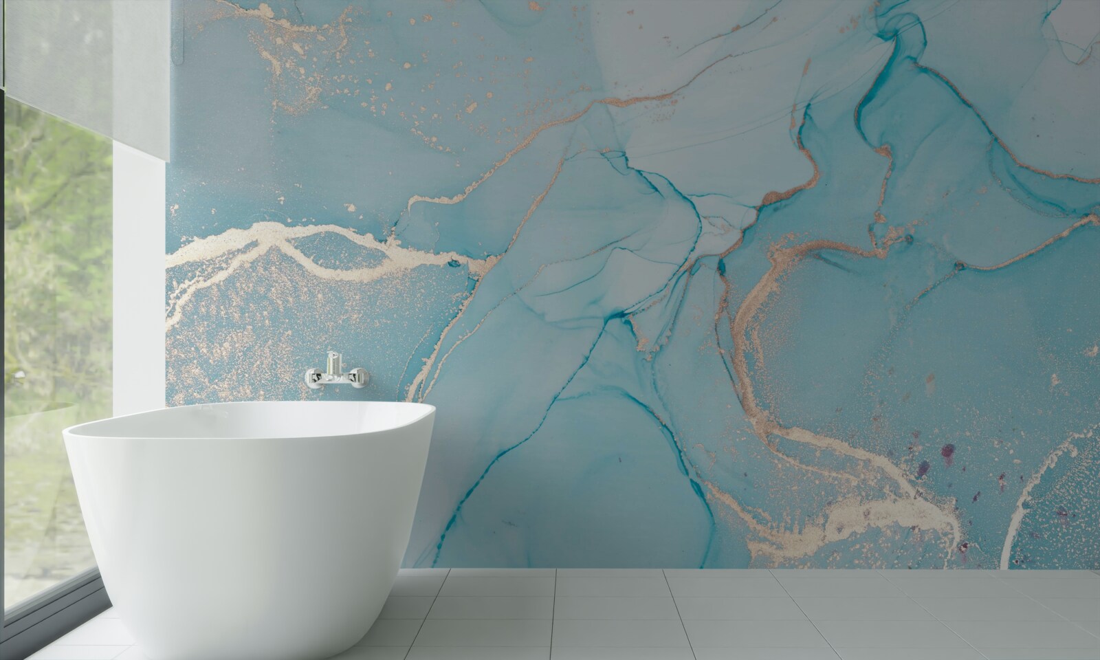 Fototapeta mramor v odtieňoch modrej a tyrkysovej