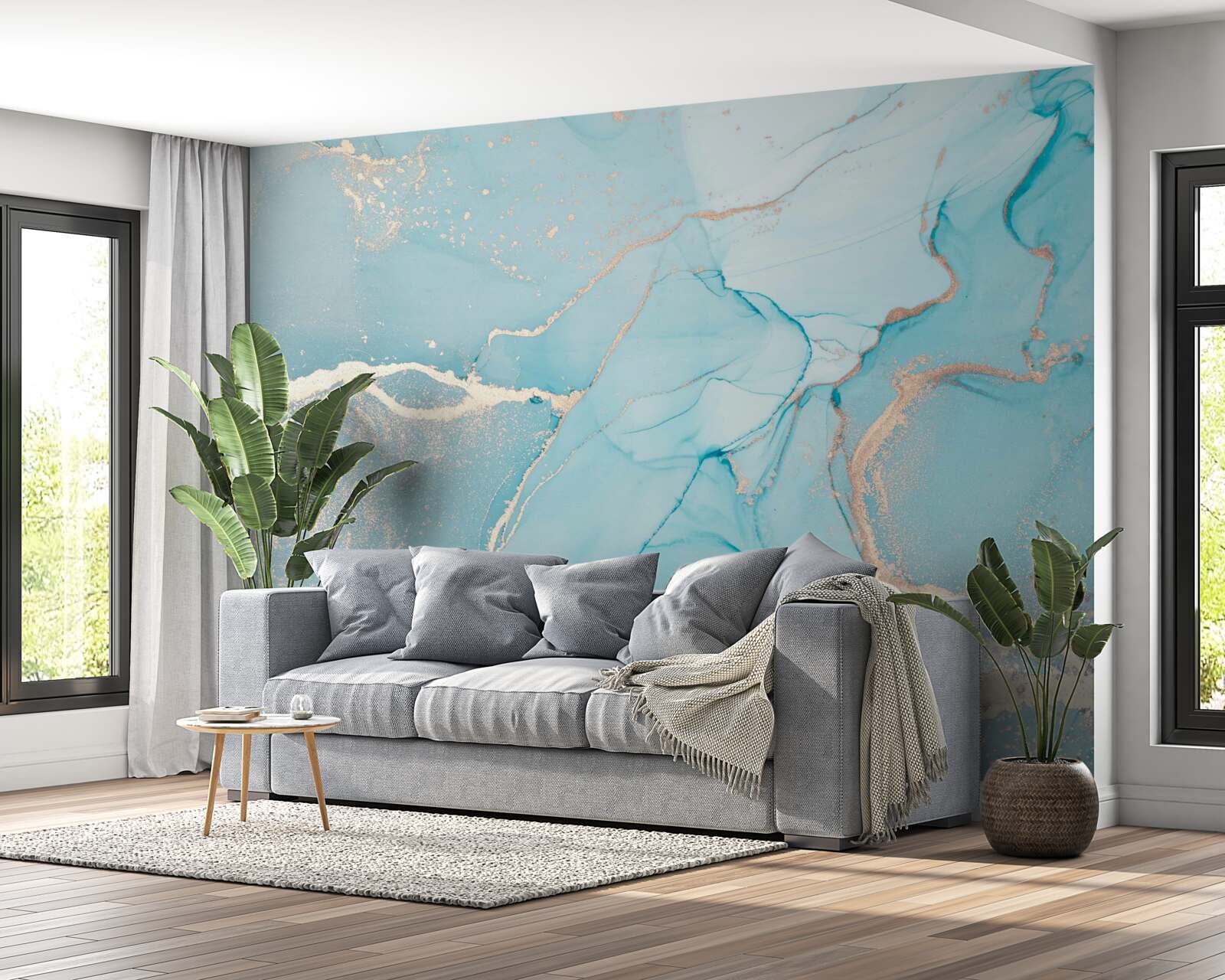 Fototapeta mramor v odtieňoch modrej a tyrkysovej