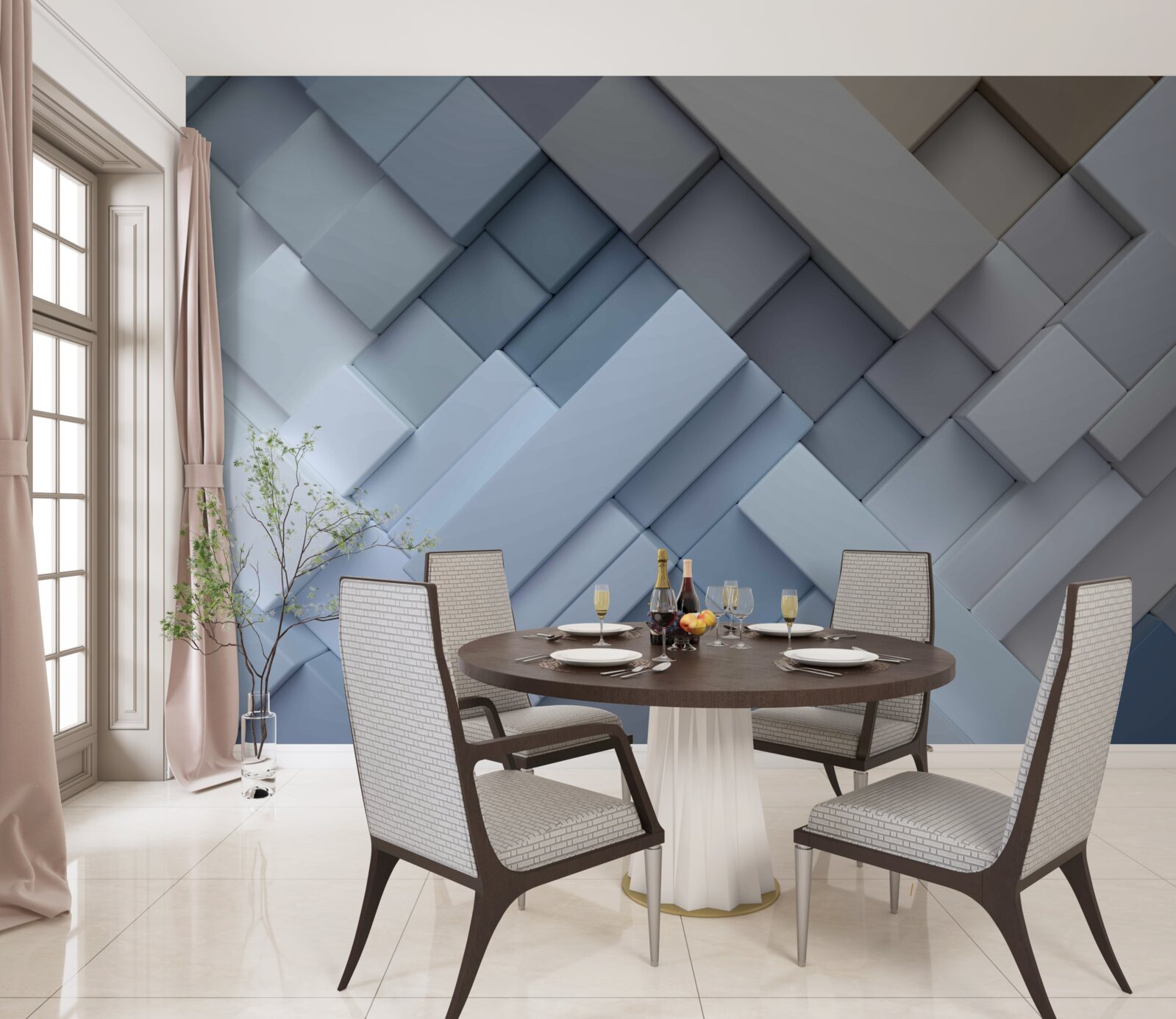 Fototapeta abstraktný obraz v modrých farbách s obdĺžnikovým tvarom