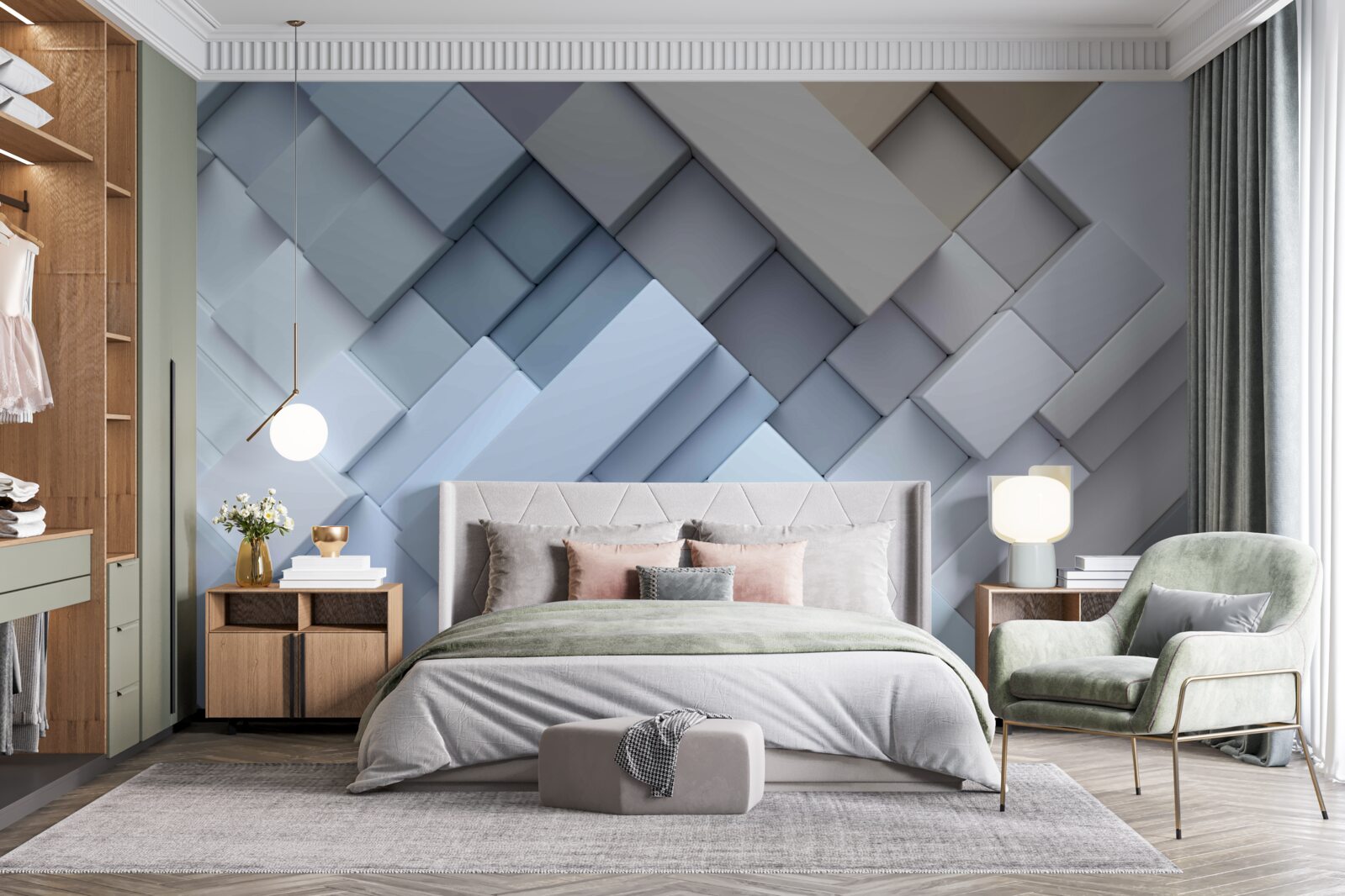 Fototapeta abstraktný obraz v modrých farbách s obdĺžnikovým tvarom