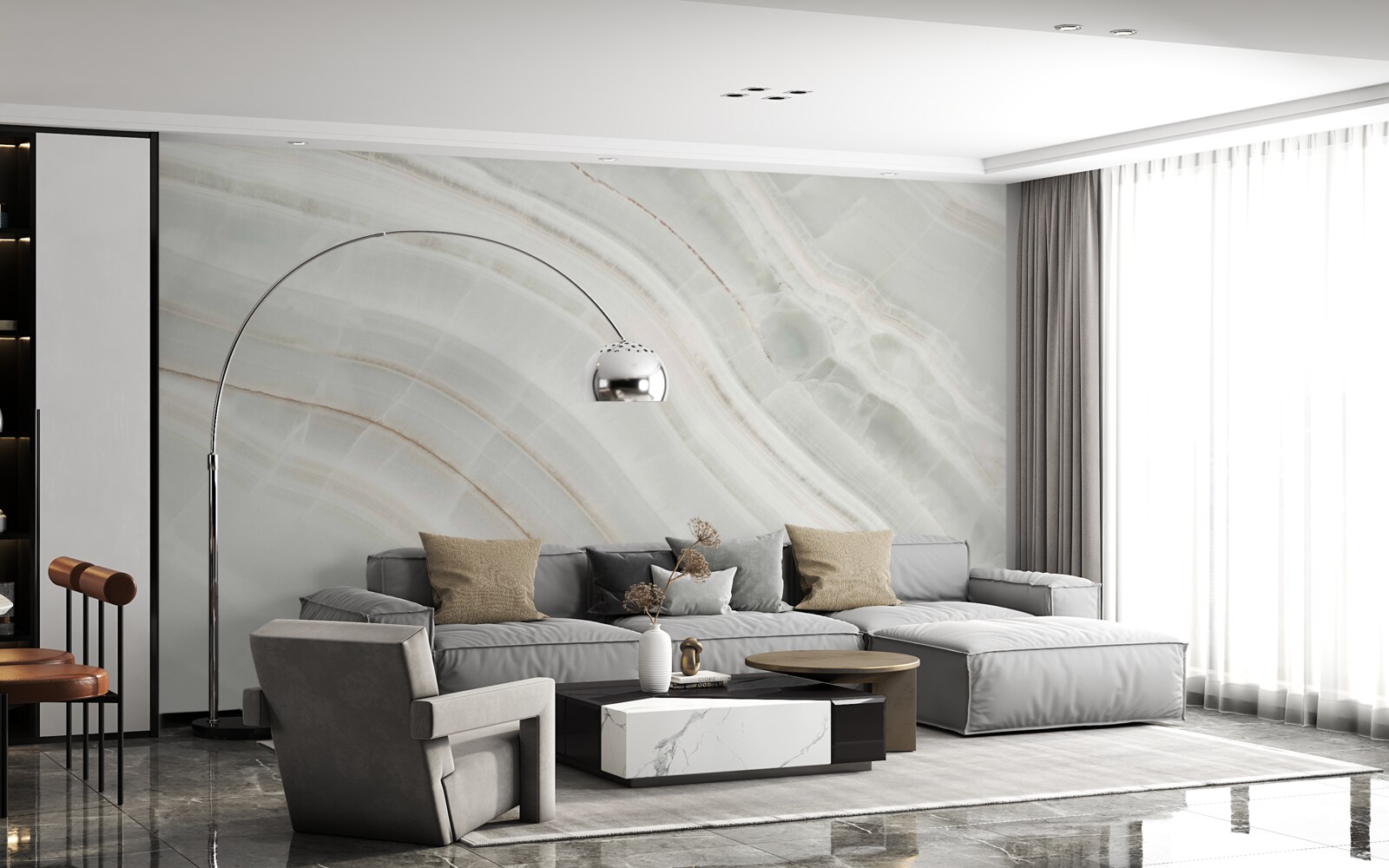 Fototapeta tenký sivý béžový strih