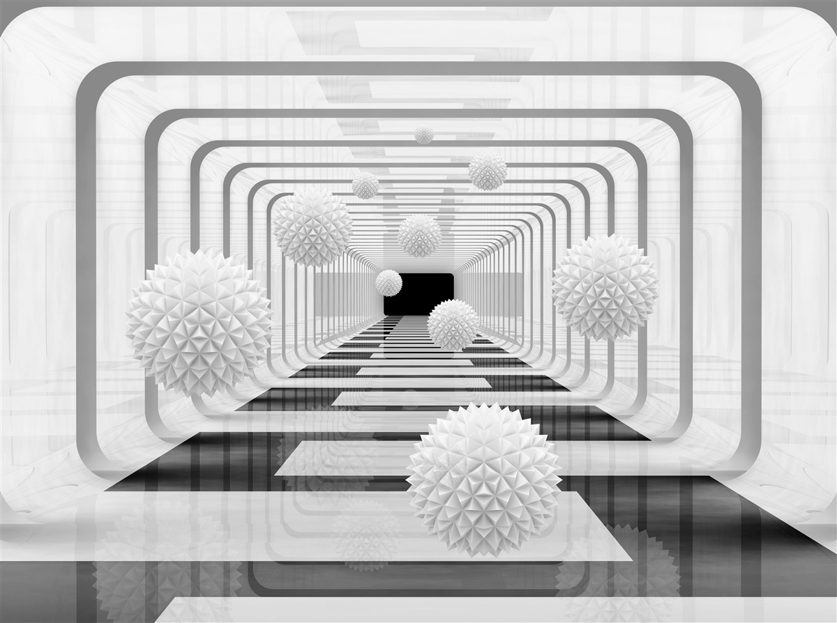 Fototapeta nekonečno s polkruhmi a alabastrovými guľami