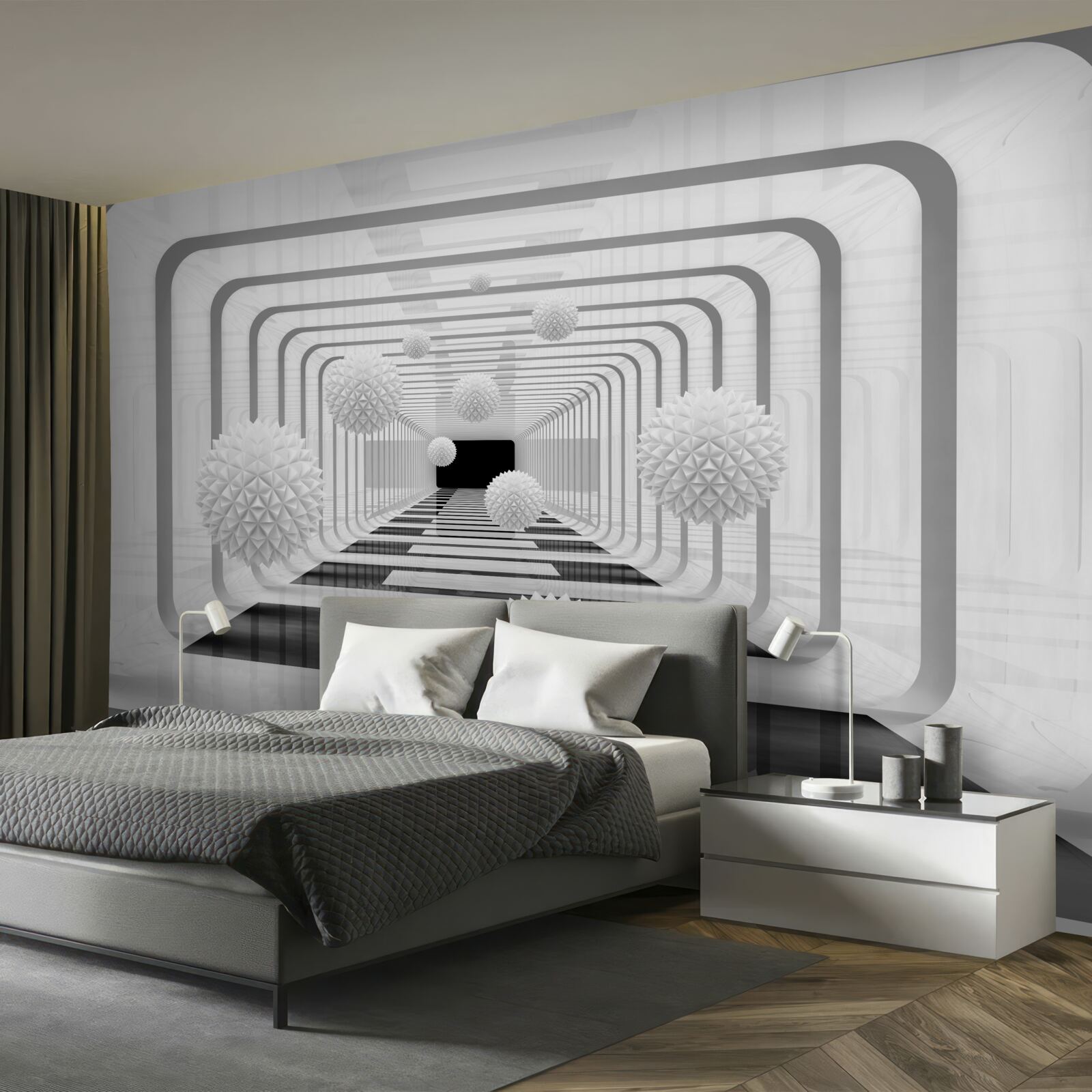 Fototapeta nekonečno s polkruhmi a alabastrovými guľami