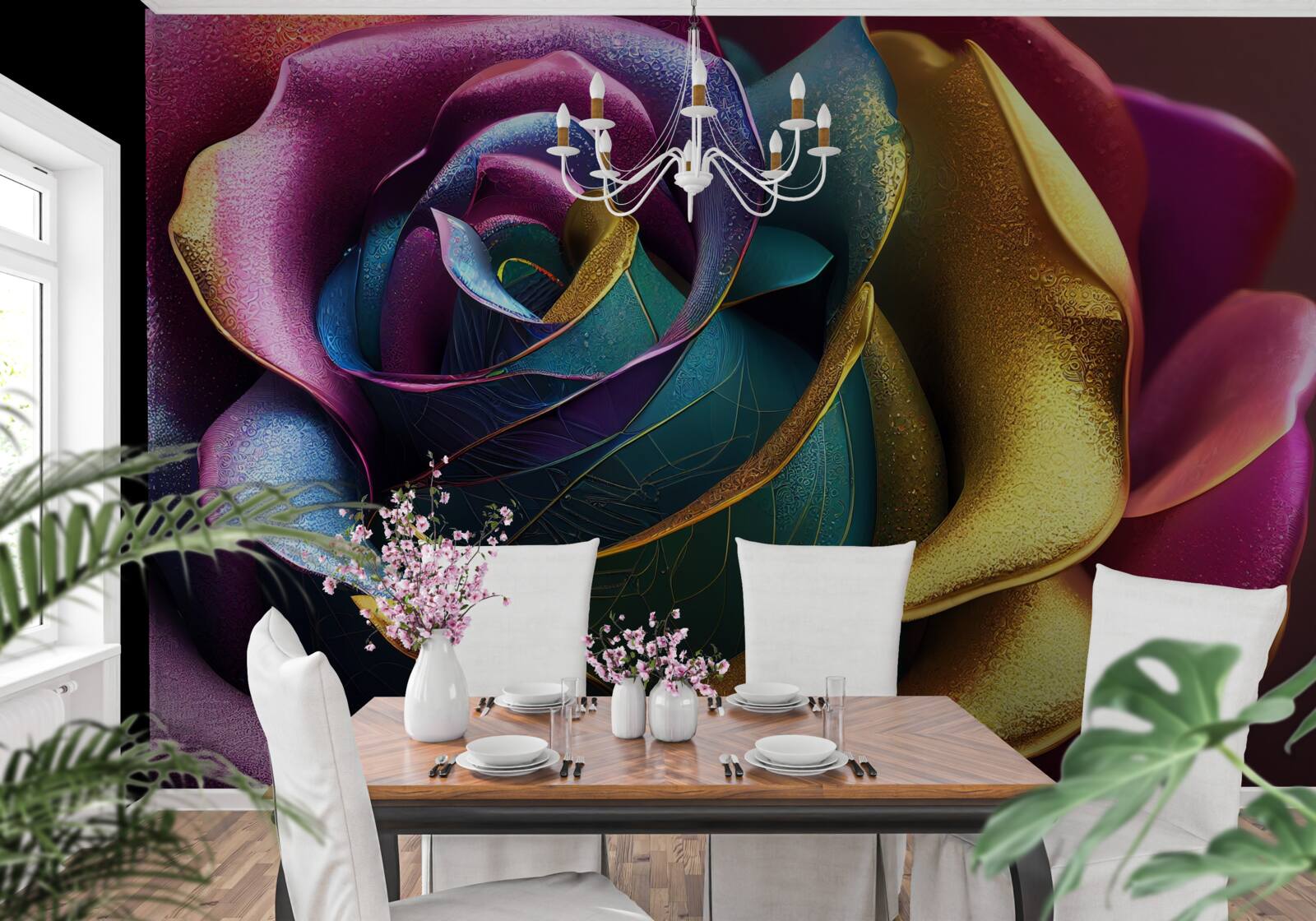 Fototapeta Perzská ruža osvetlená dúhou