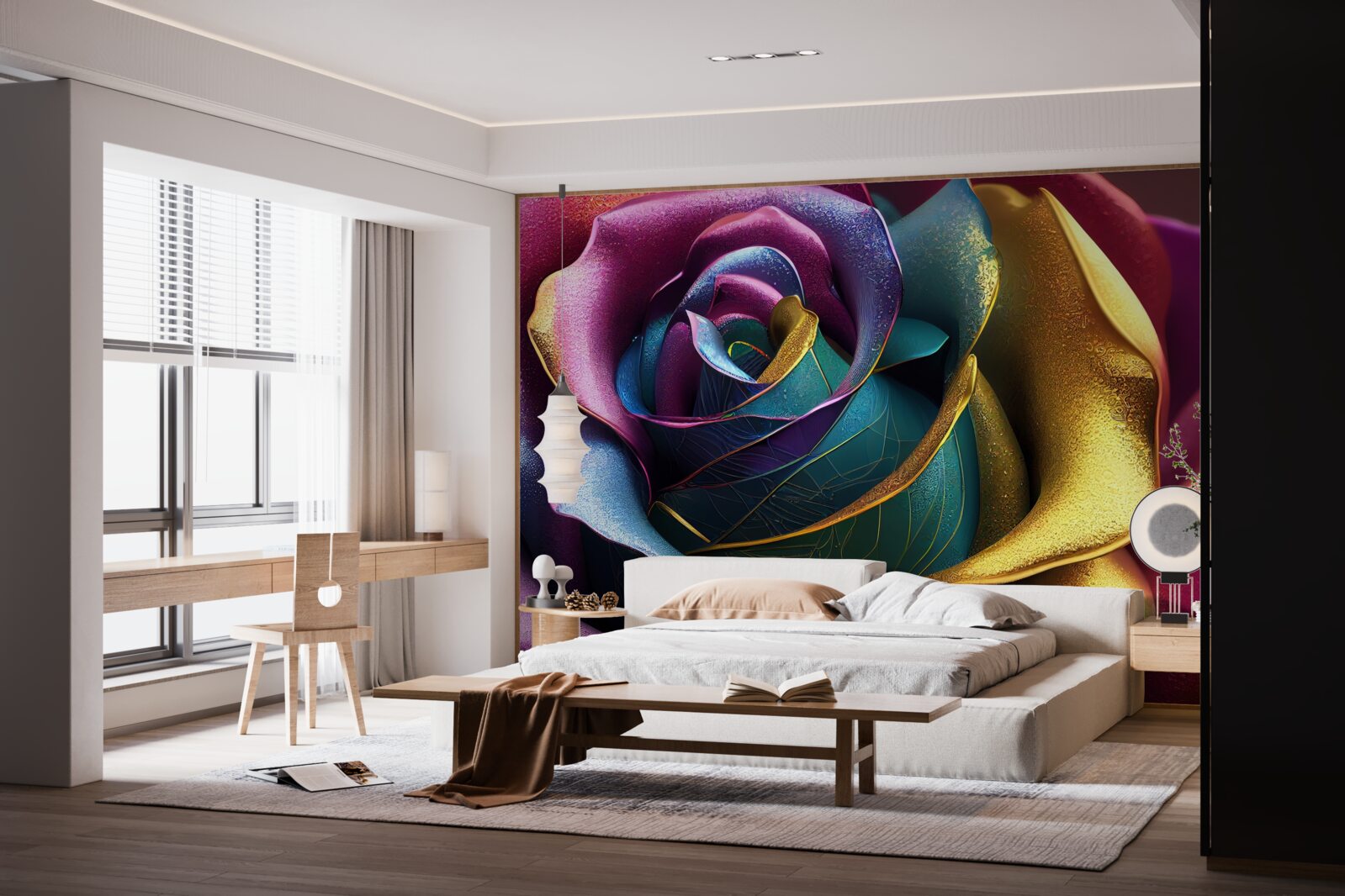 Fototapeta Perzská ruža osvetlená dúhou