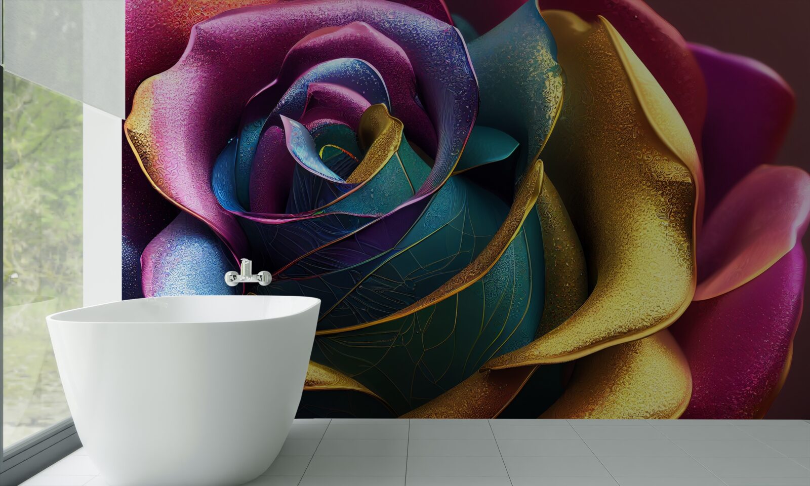 Fototapeta Perzská ruža osvetlená dúhou