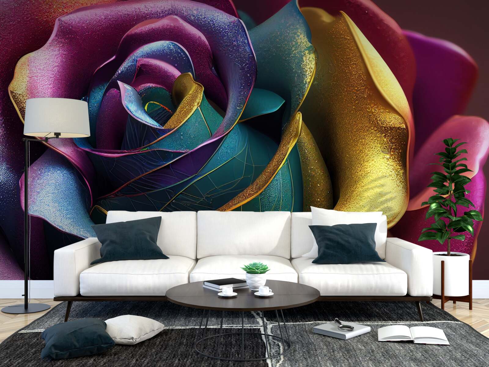 Fototapeta Perzská ruža osvetlená dúhou