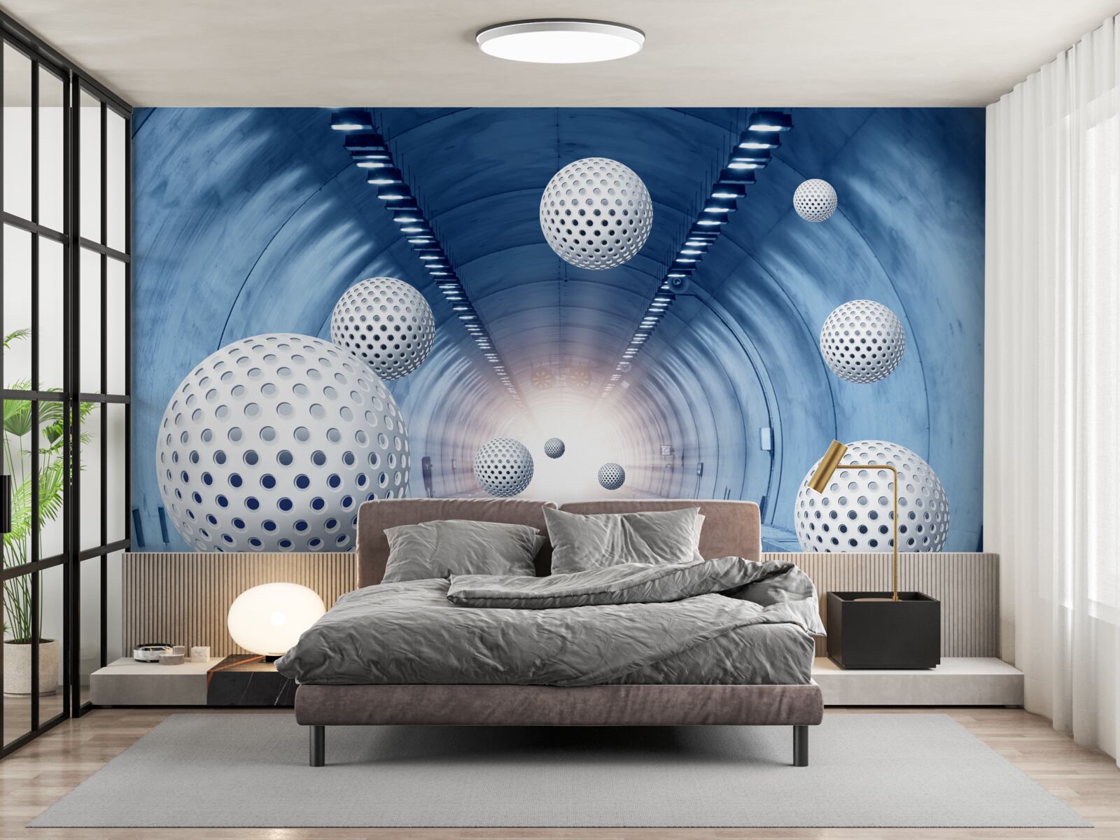 Fototapeta modrý priechod a biele gule