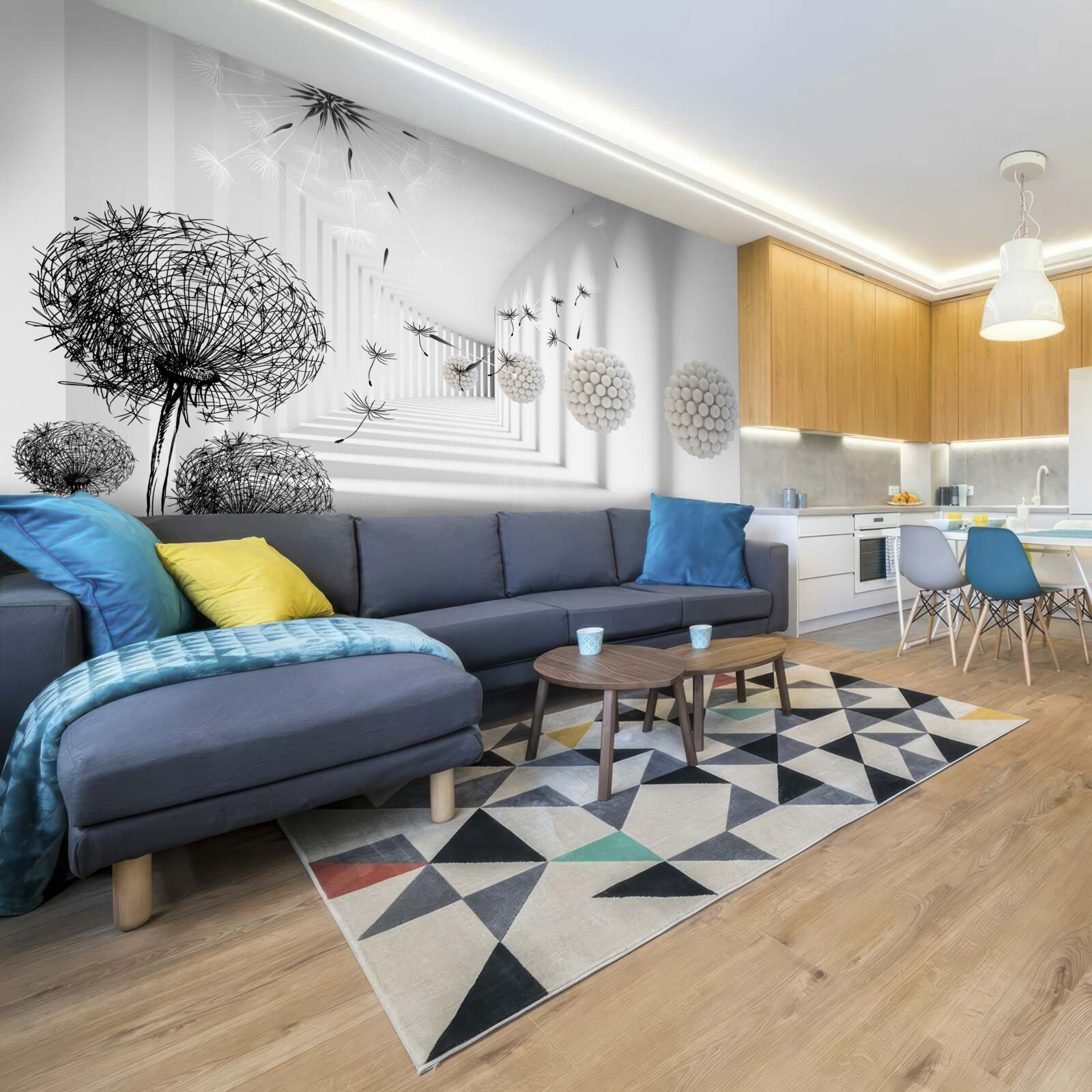 Fototapeta tunel, kde miznú lietajúce púpavy