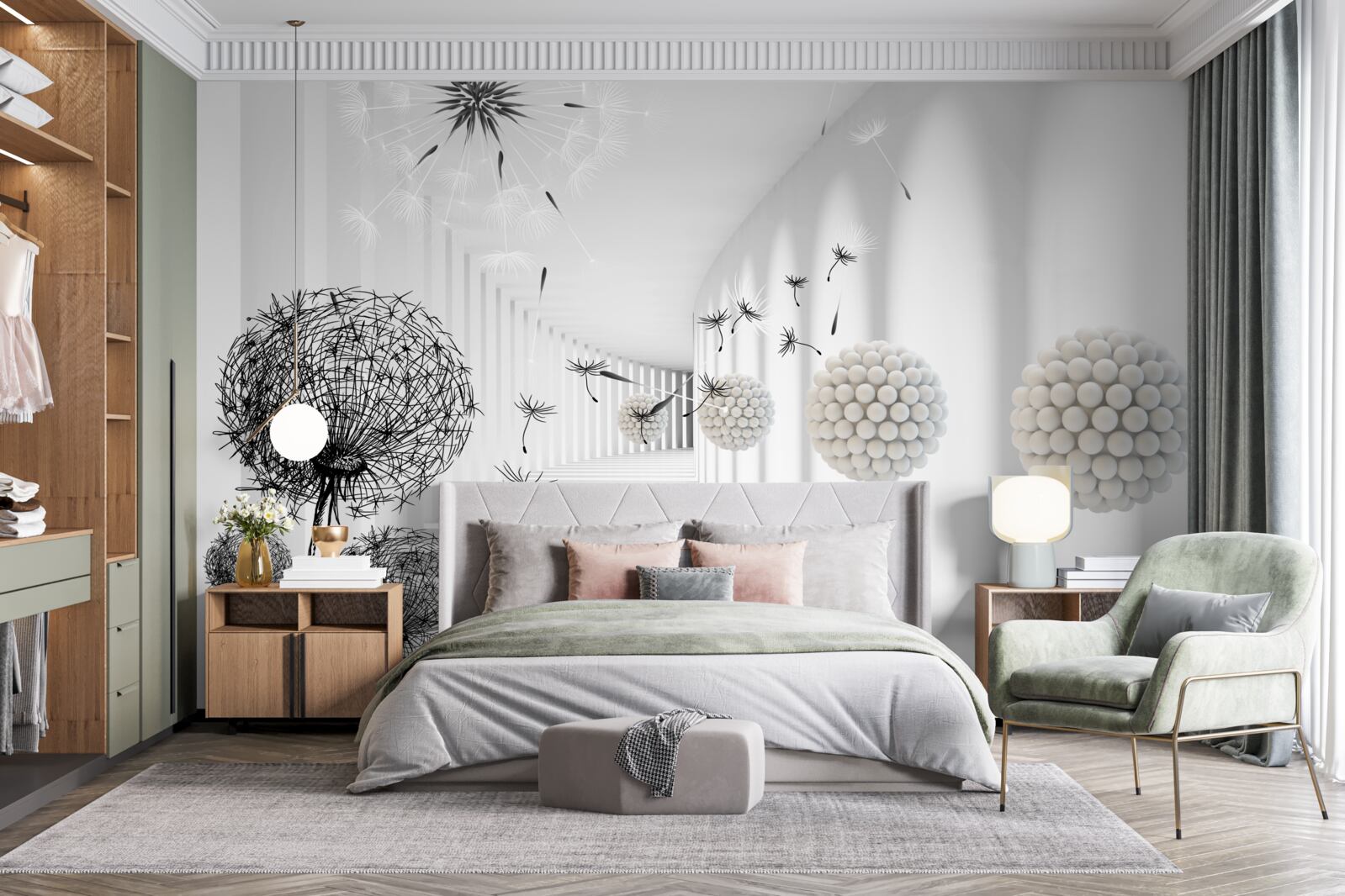 Fototapeta tunel, kde miznú lietajúce púpavy