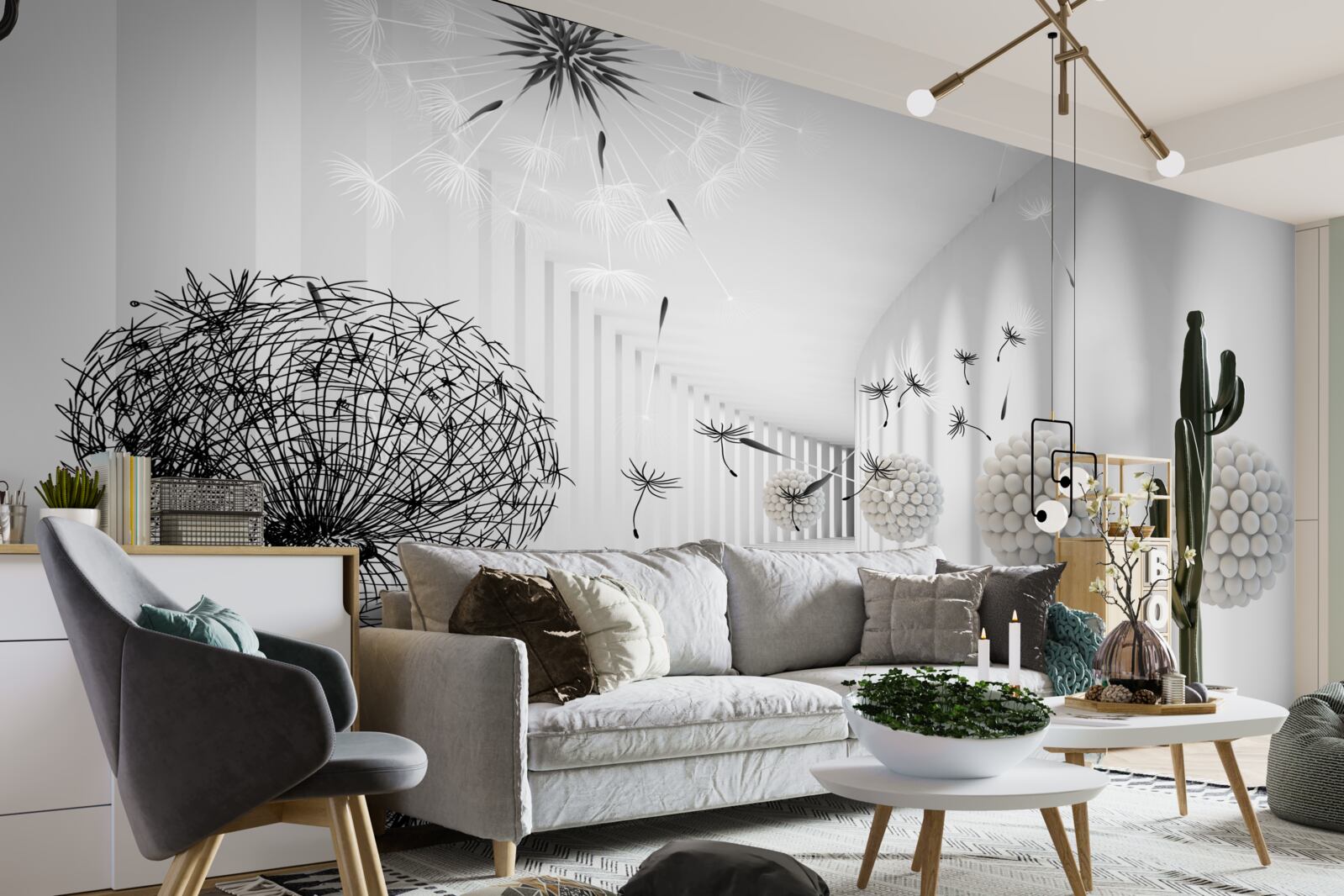 Fototapeta tunel, kde miznú lietajúce púpavy