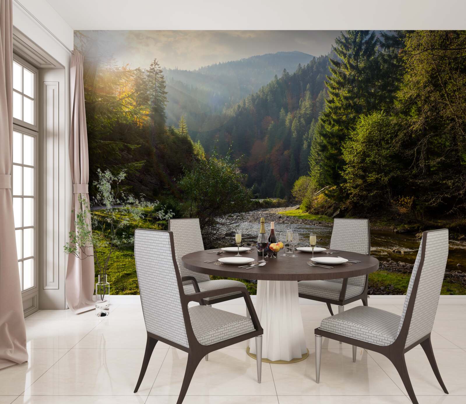 Fototapeta farebný horský chodník pri východe slnka