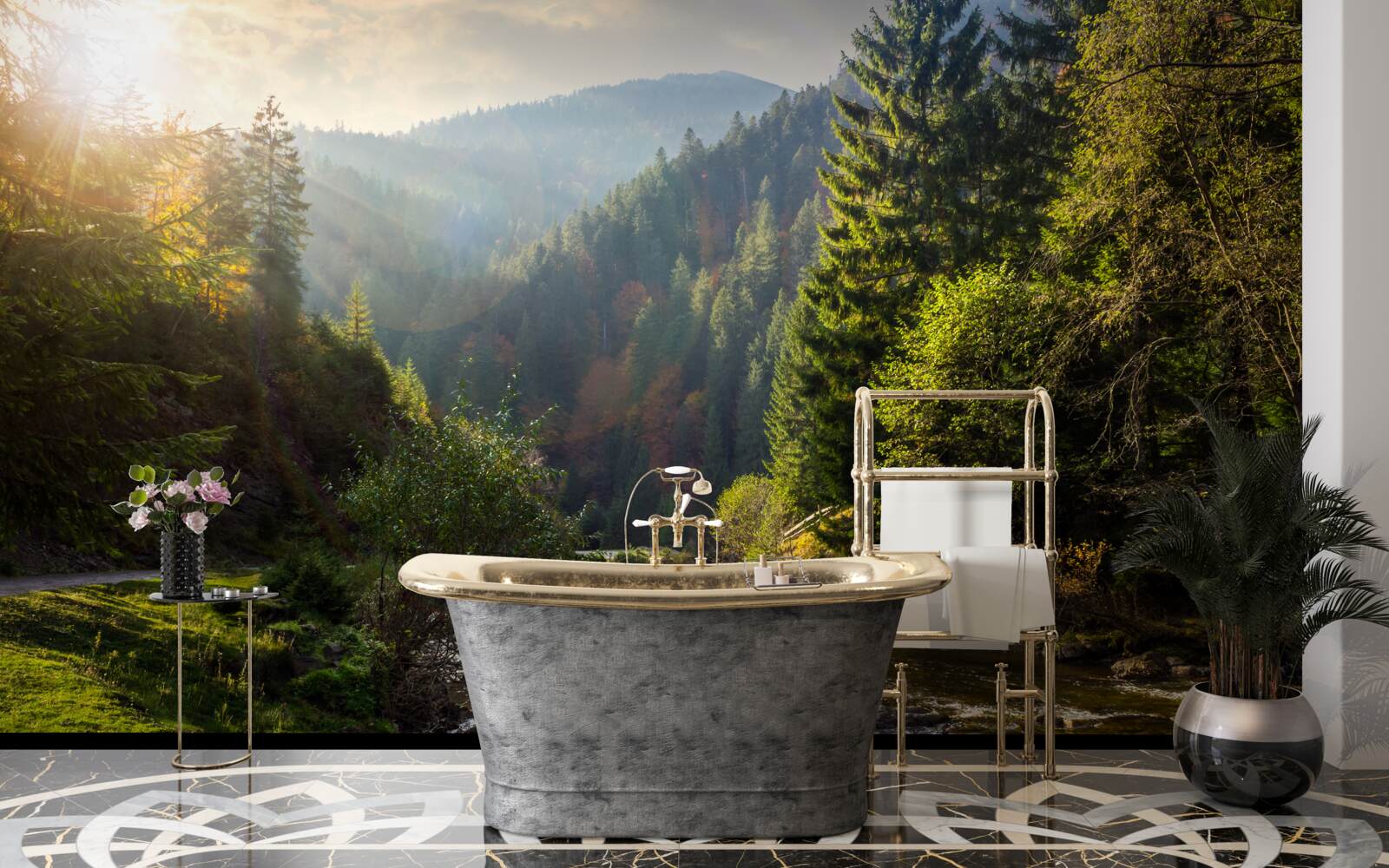 Fototapeta farebný horský chodník pri východe slnka