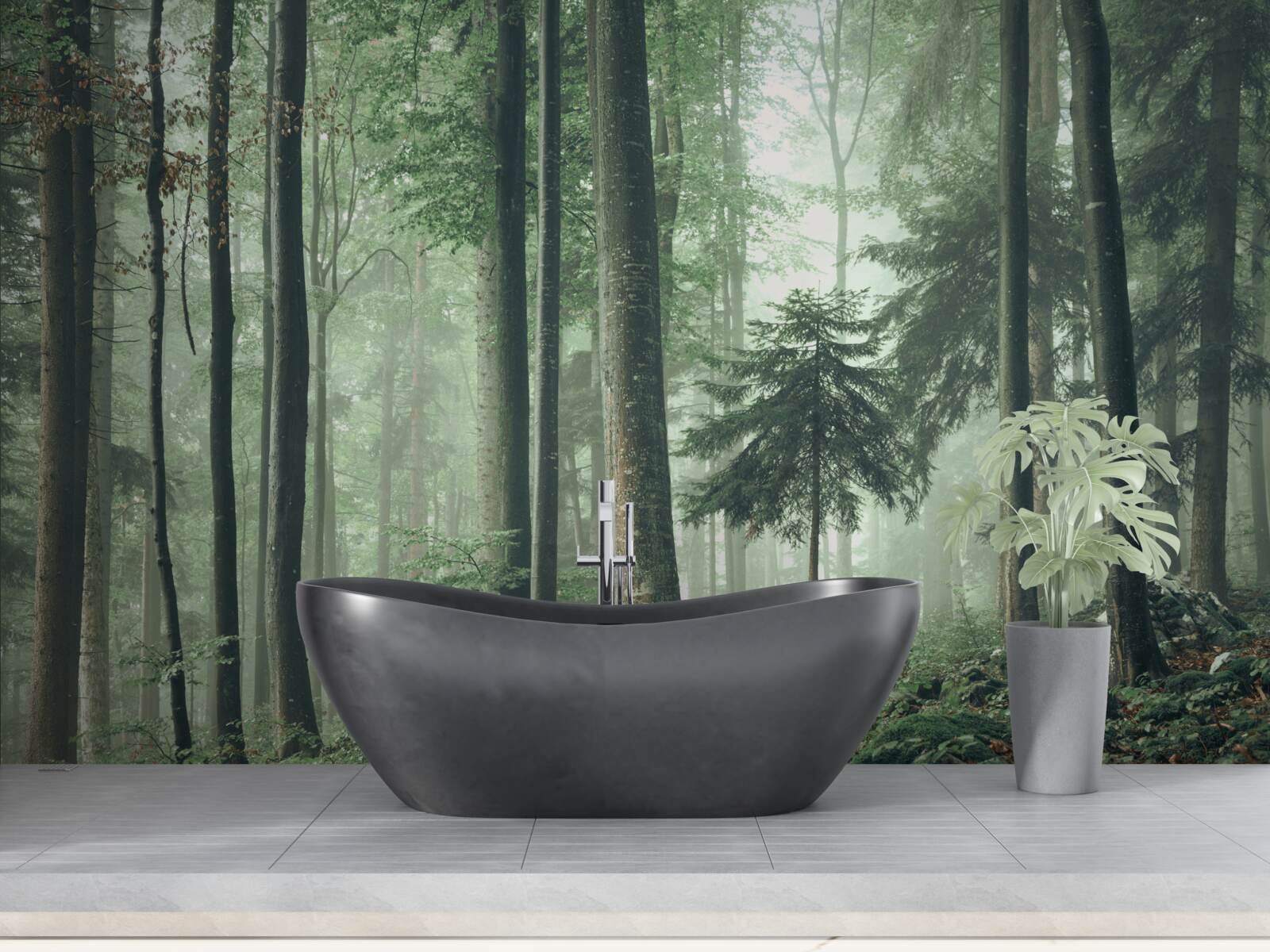 Fototapeta Svetlo cez hmlu v lese listnatých stromov