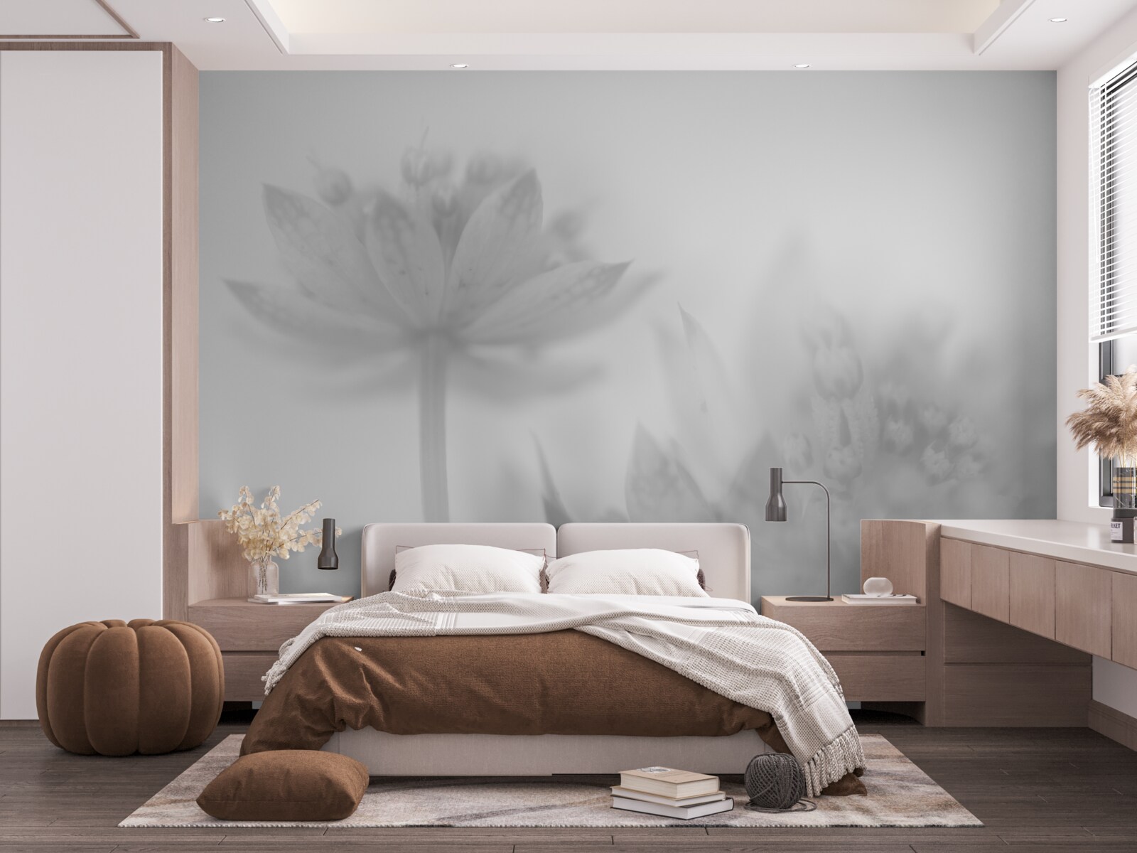 Fototapeta lotosy v odtieňoch čiernej a bielej