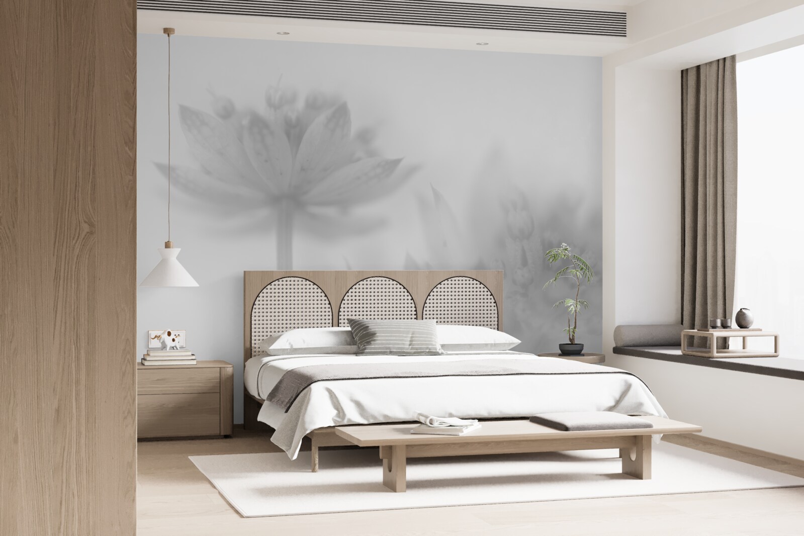 Fototapeta lotosy v odtieňoch čiernej a bielej