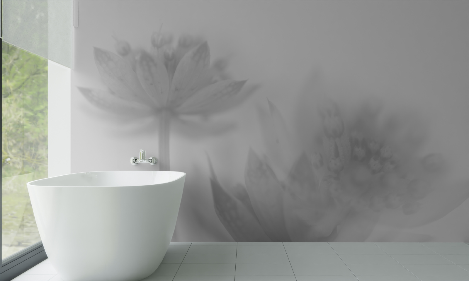 Fototapeta lotosy v odtieňoch čiernej a bielej