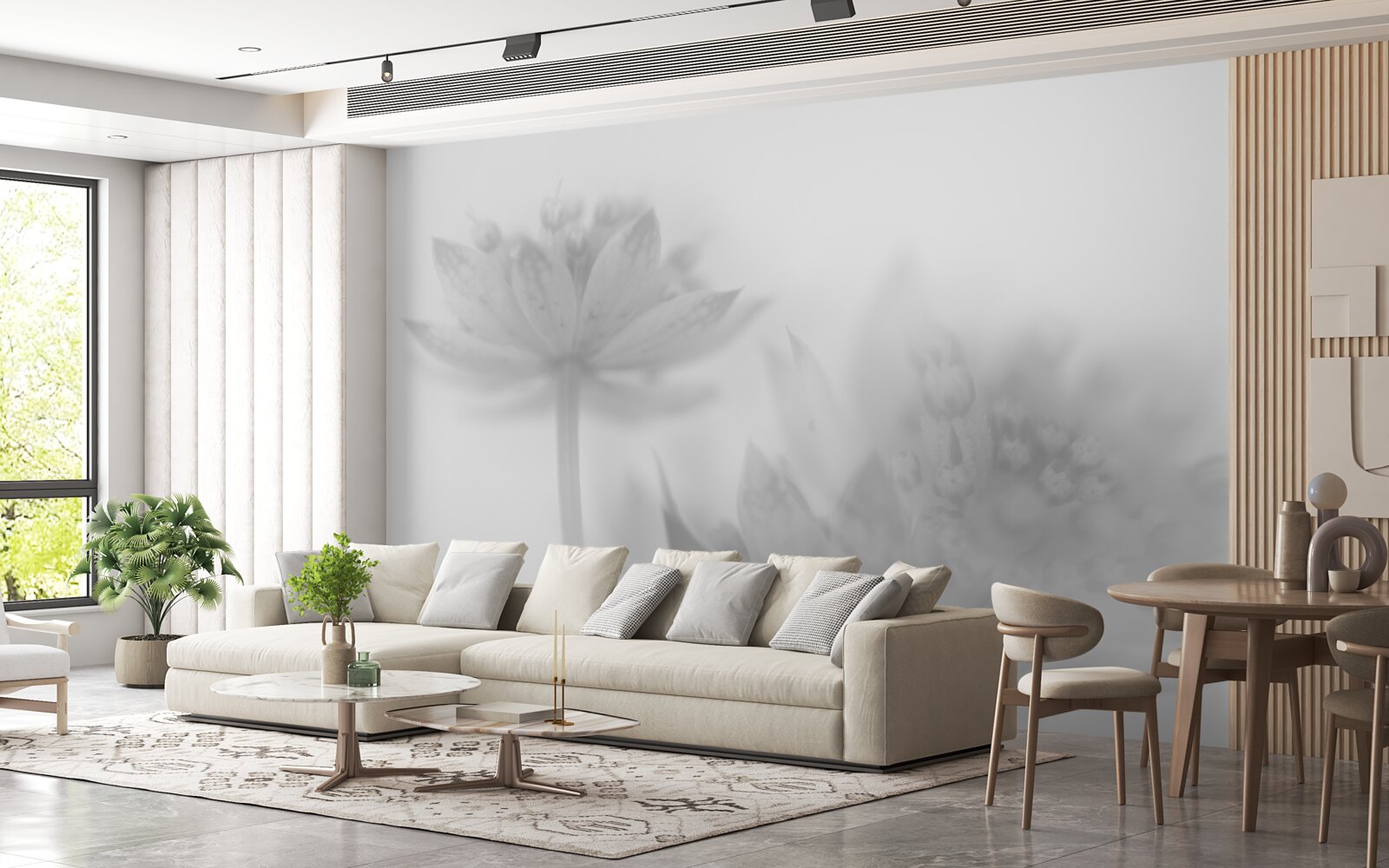 Fototapeta lotosy v odtieňoch čiernej a bielej