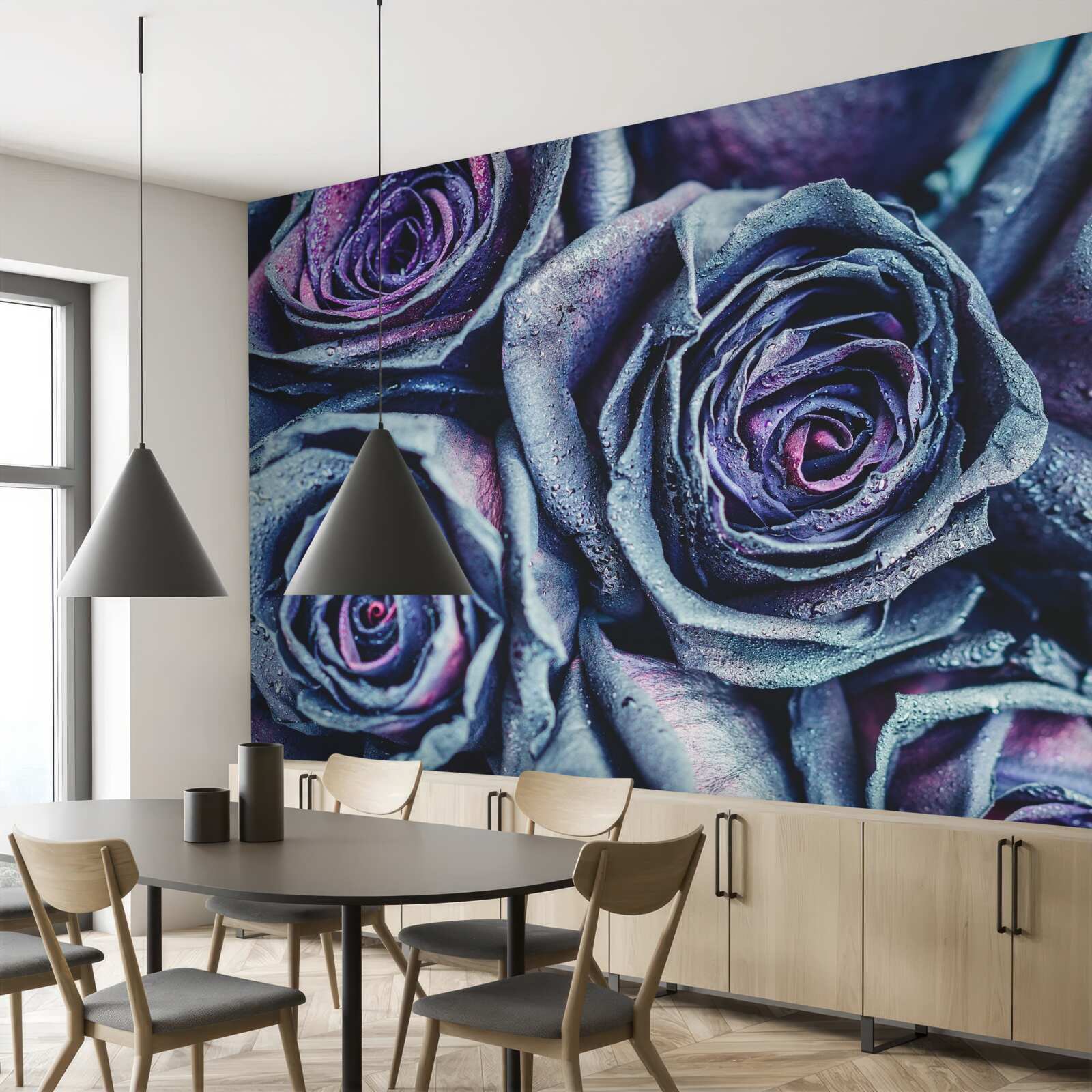 Fototapeta kytica bielych a fialových ruží