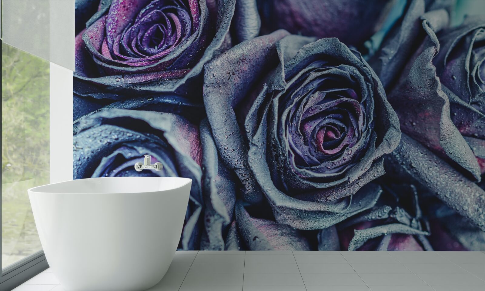 Fototapeta kytica bielych a fialových ruží