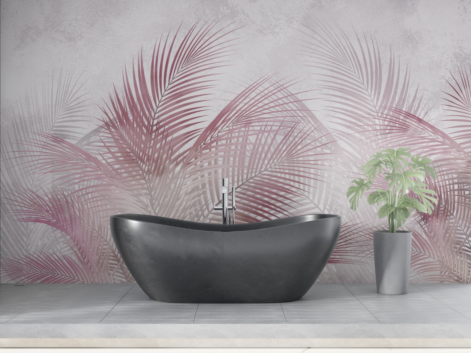 Fototapeta hmlisté ružové palmové listy