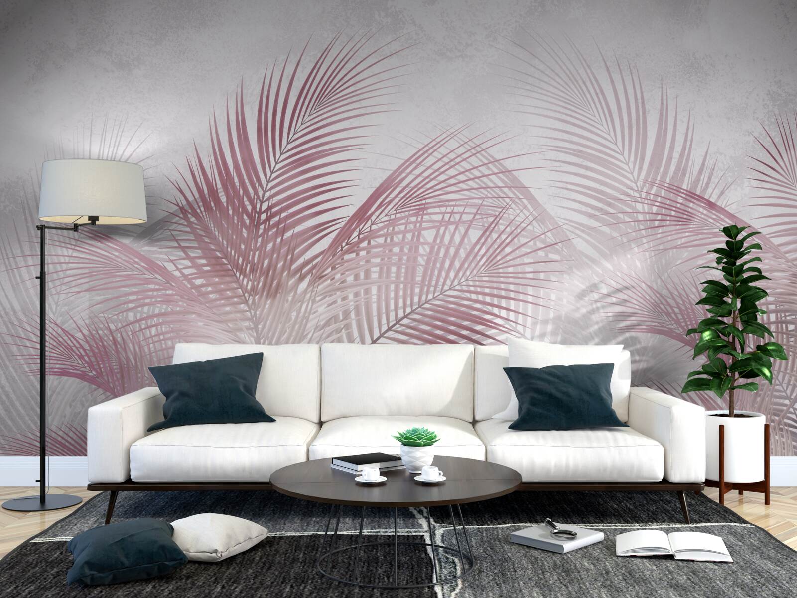 Fototapeta hmlisté ružové palmové listy