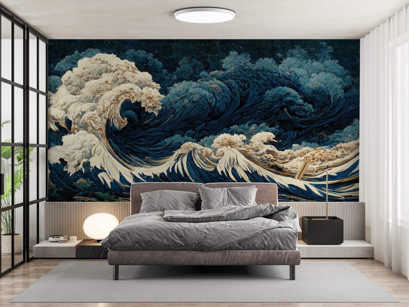 Fototapeta obraz morských vĺn pod nočnou oblohou